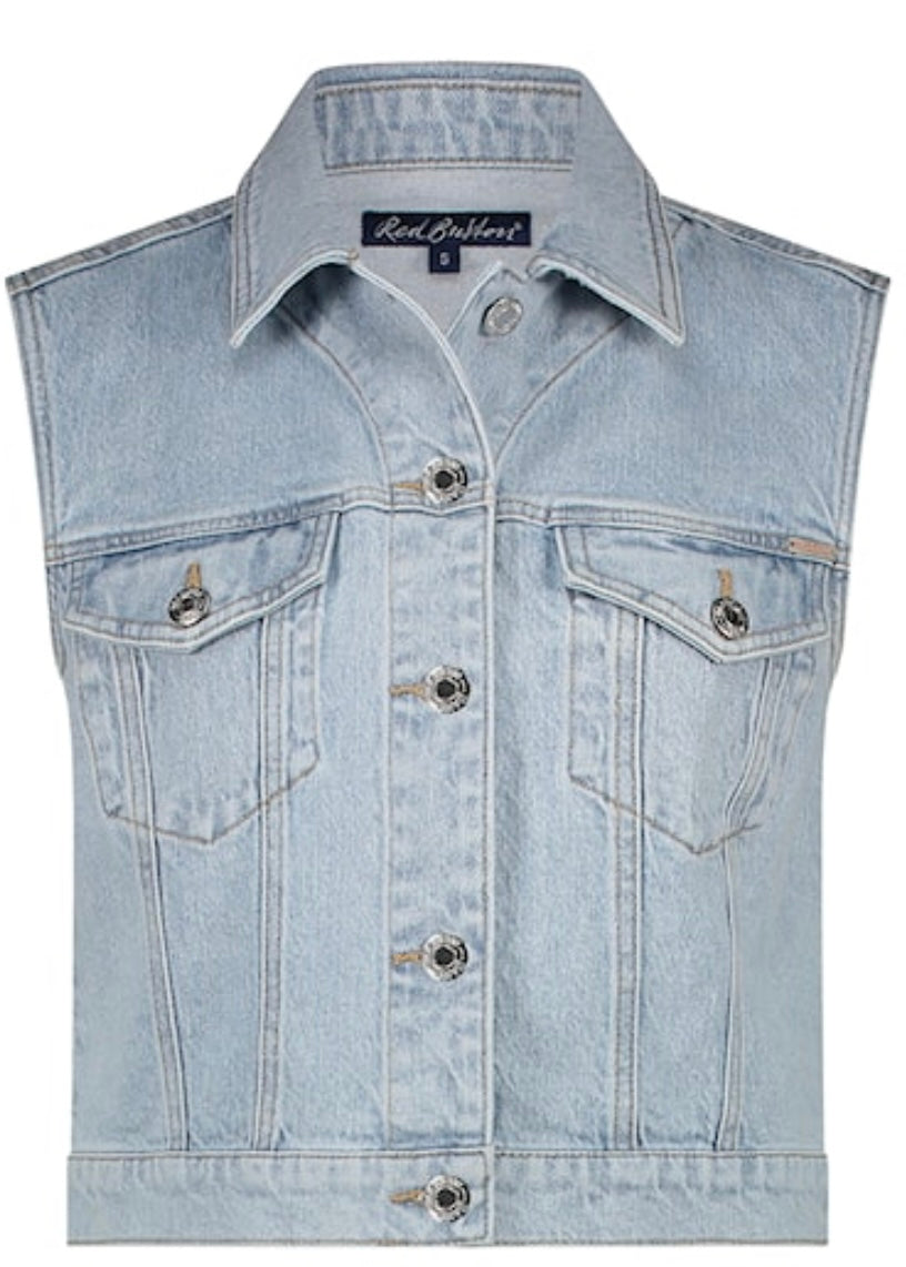 Joekie Denim Waistcoat - Light Bleach