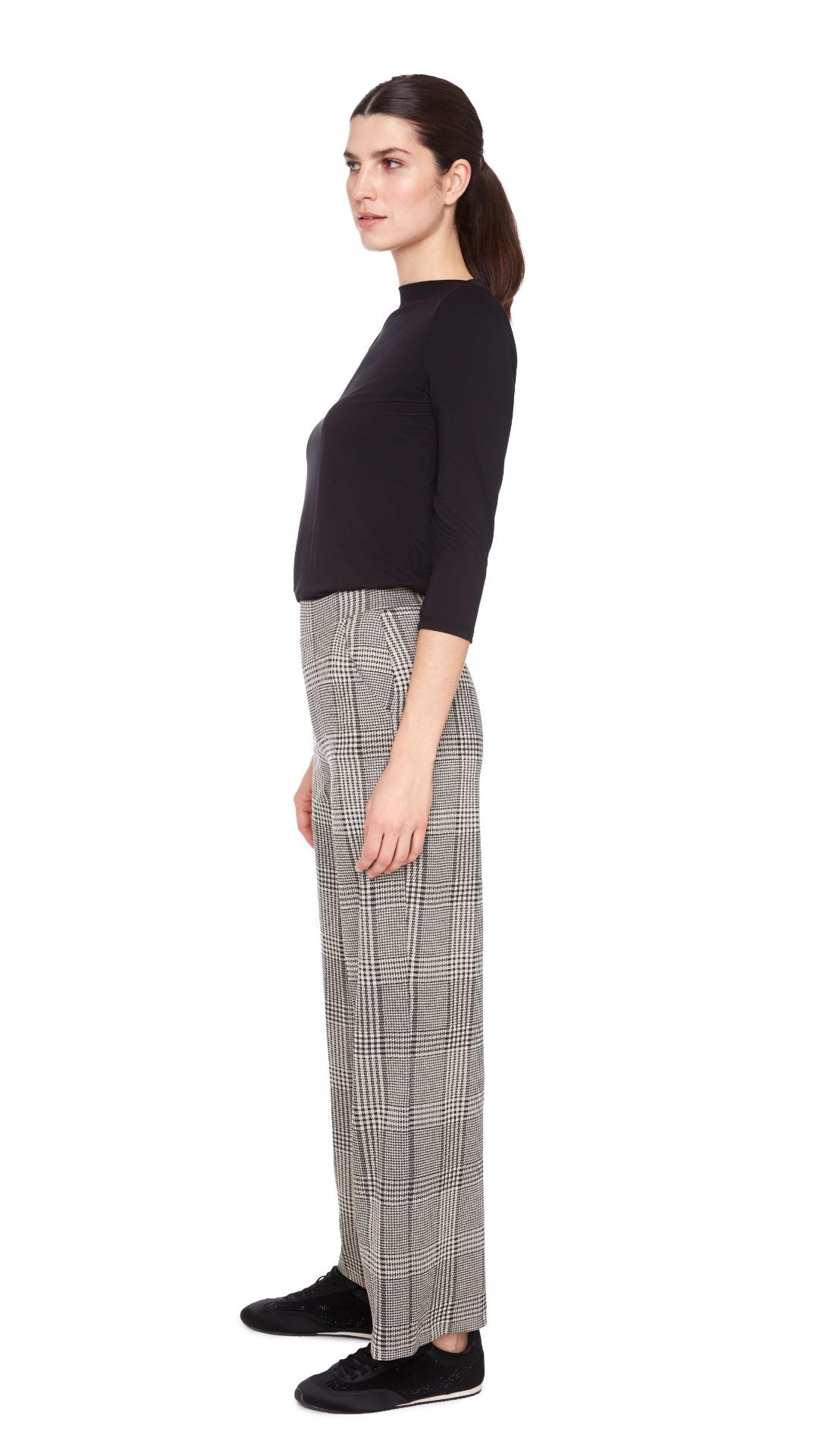 Dogtooth Cropped Trousers - Beige
