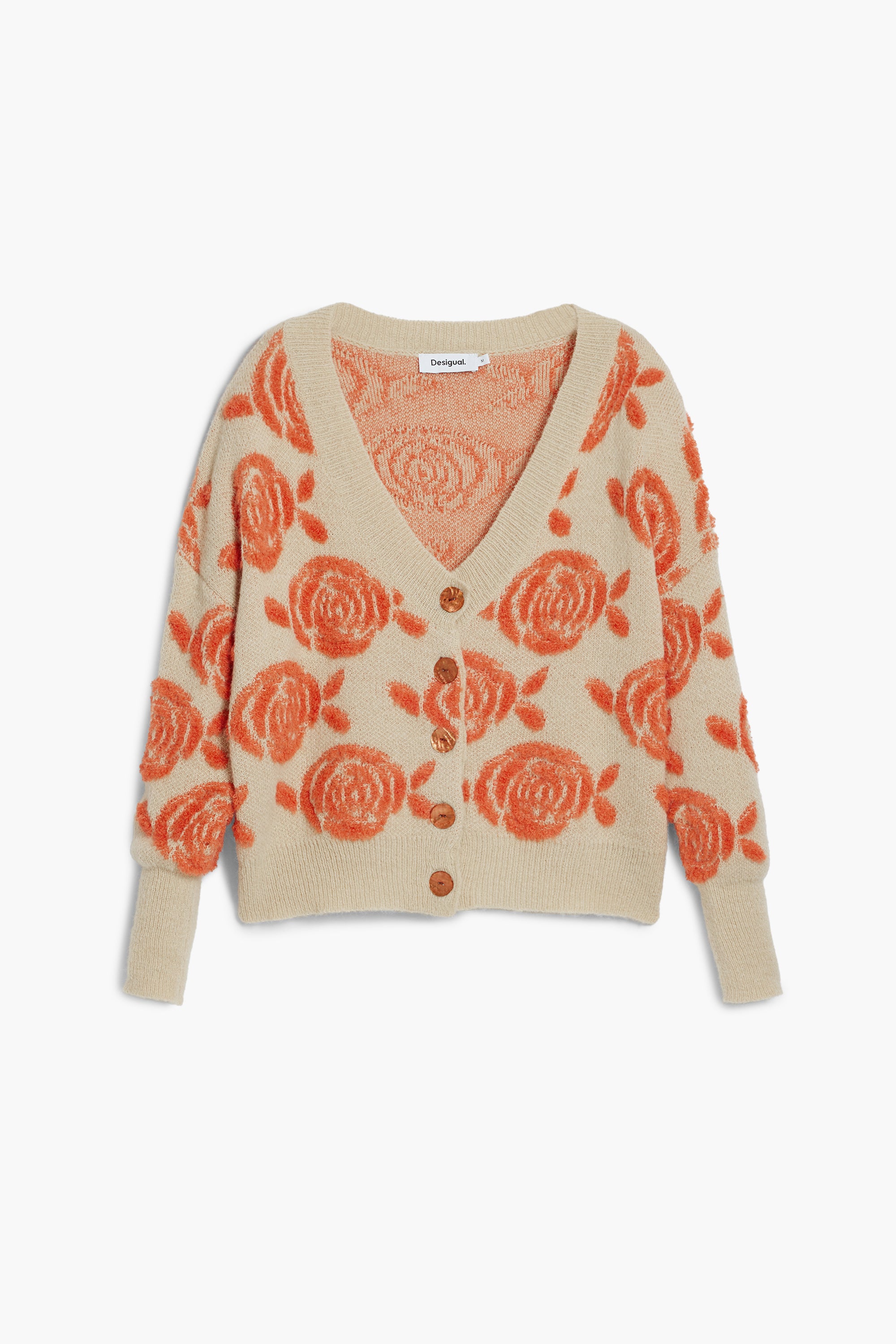 Rose Knit Cardigan - Beige/Orange