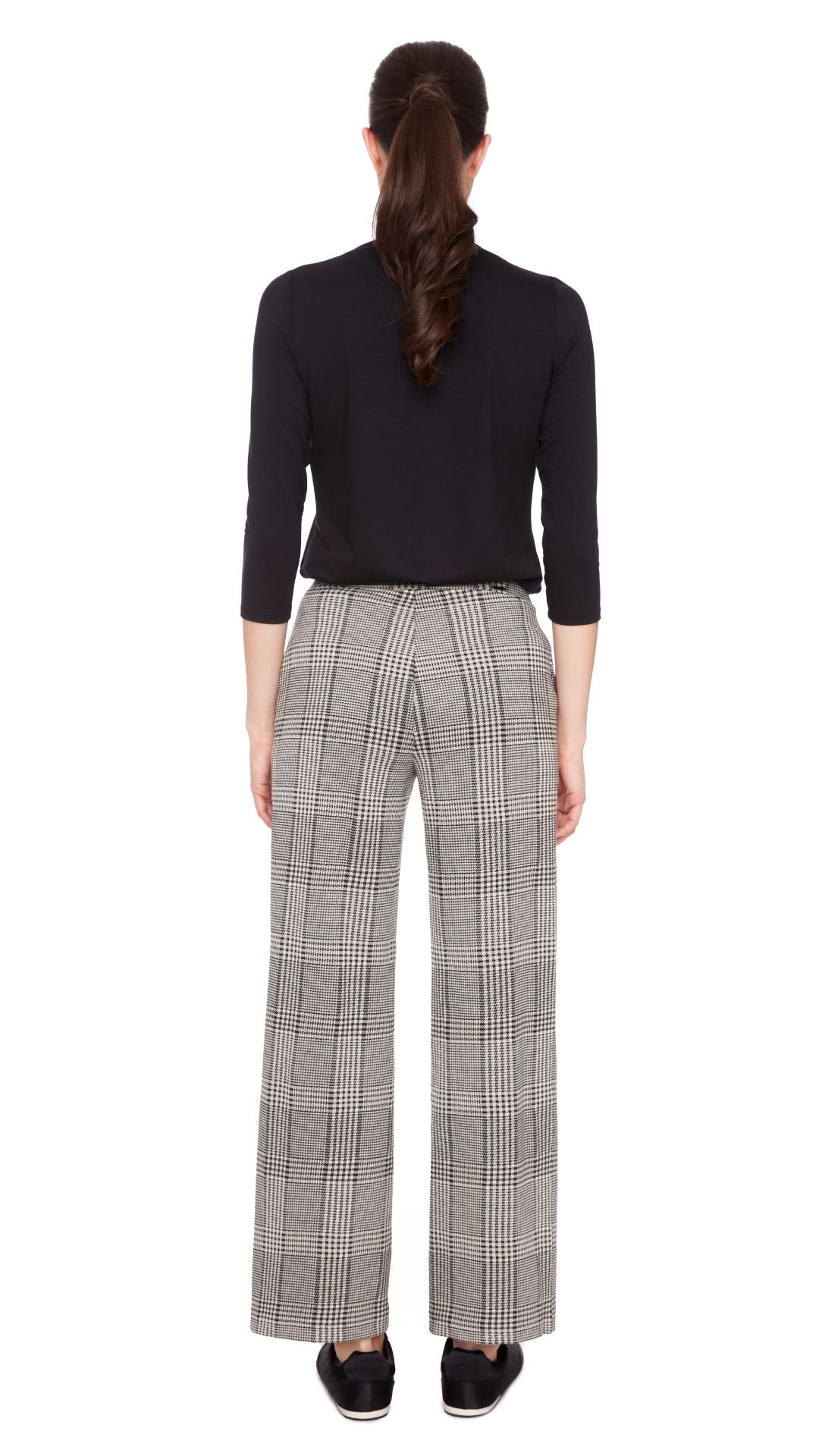 Dogtooth Cropped Trousers - Beige