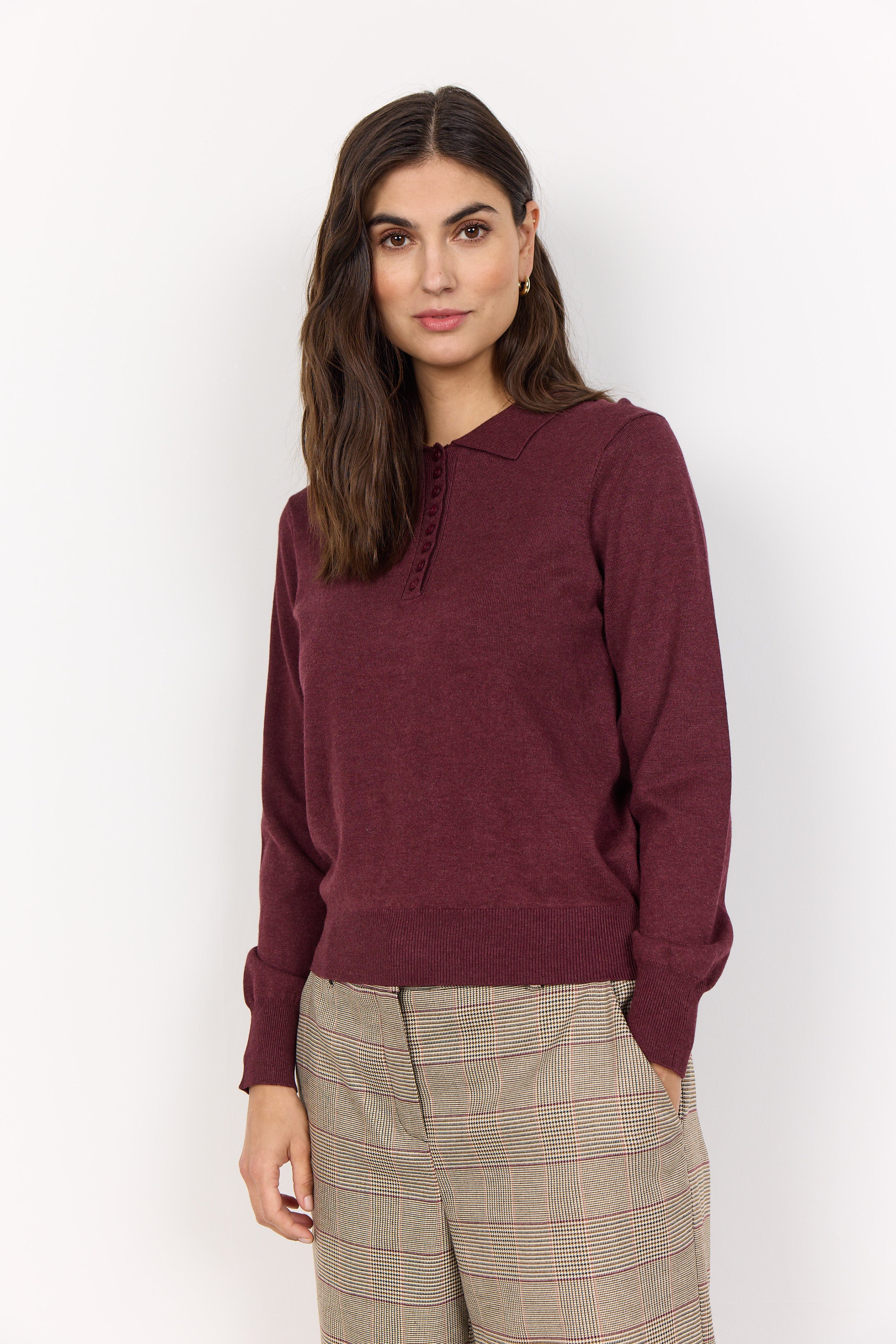 Dollie Button Down Sweater - Burgundy