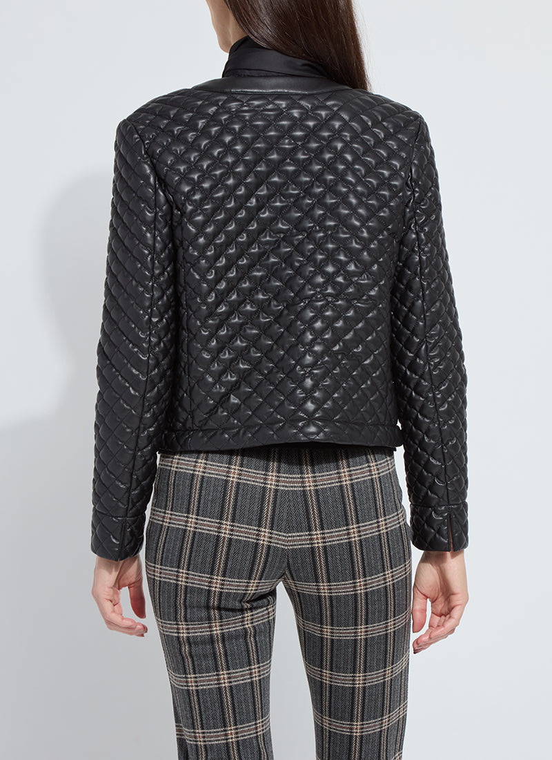 Aurelie Quilted Vegan Leather Jacket - Black