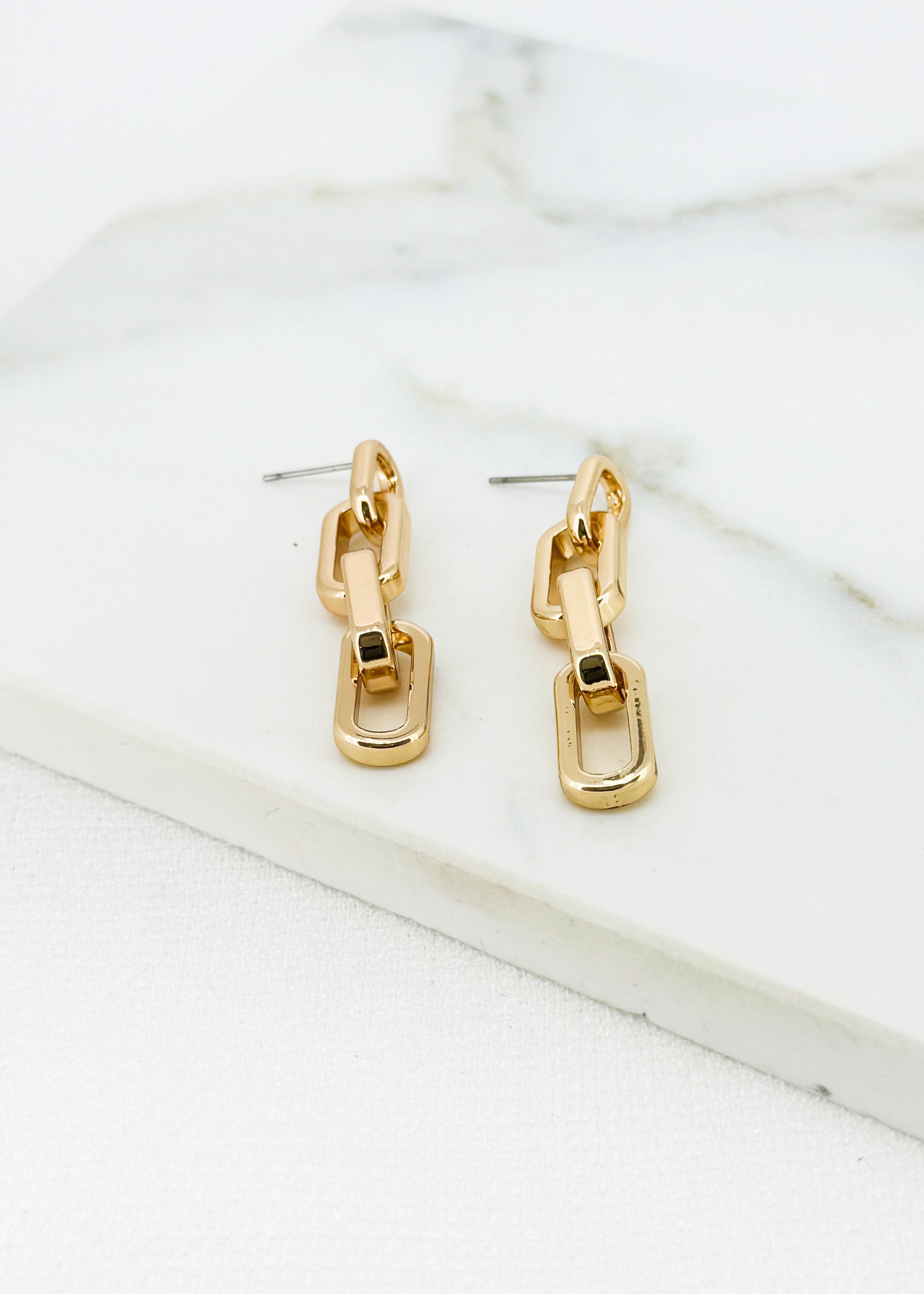Link Drop Earrings - Gold