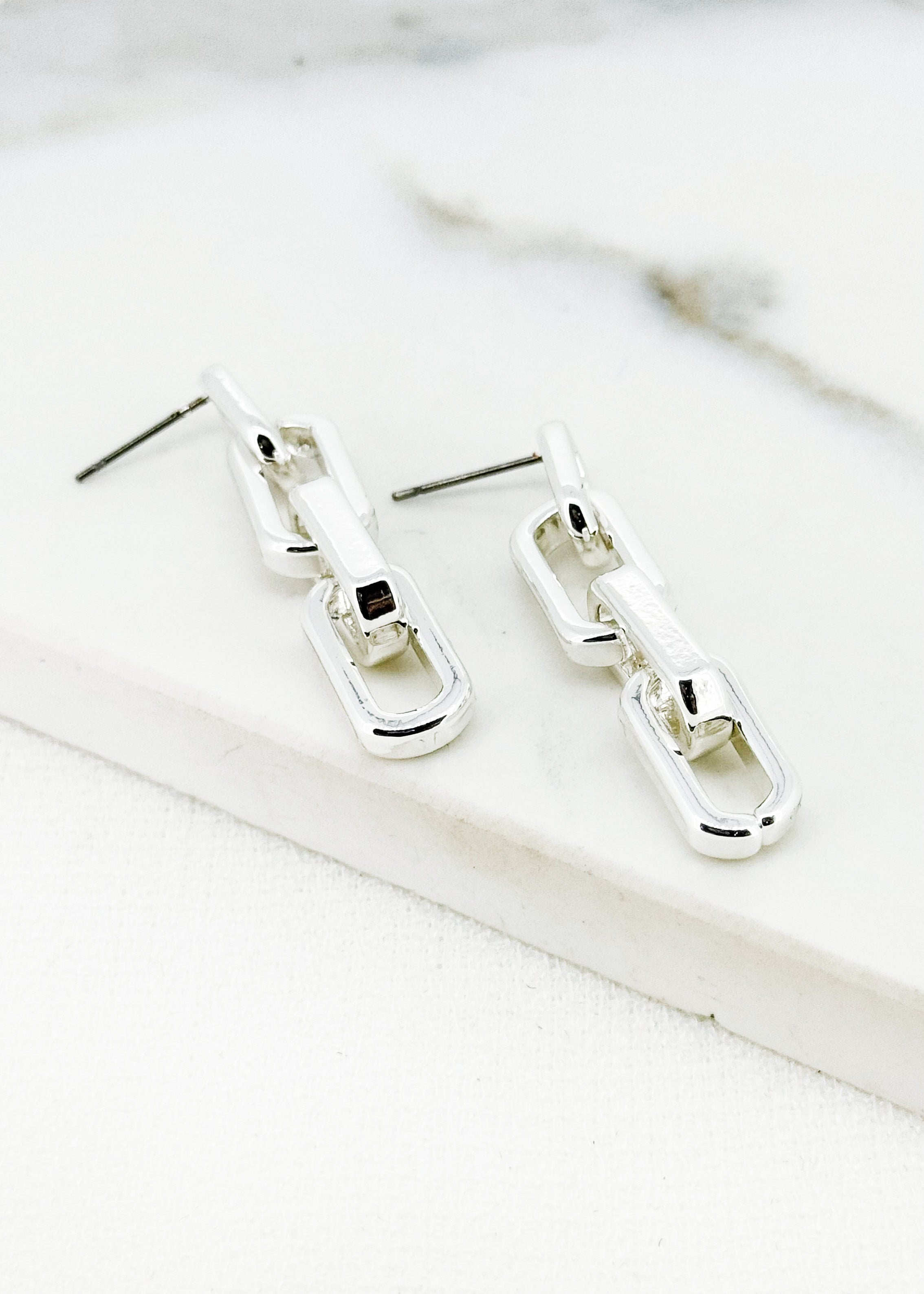 Link Drop Earrings - Silver