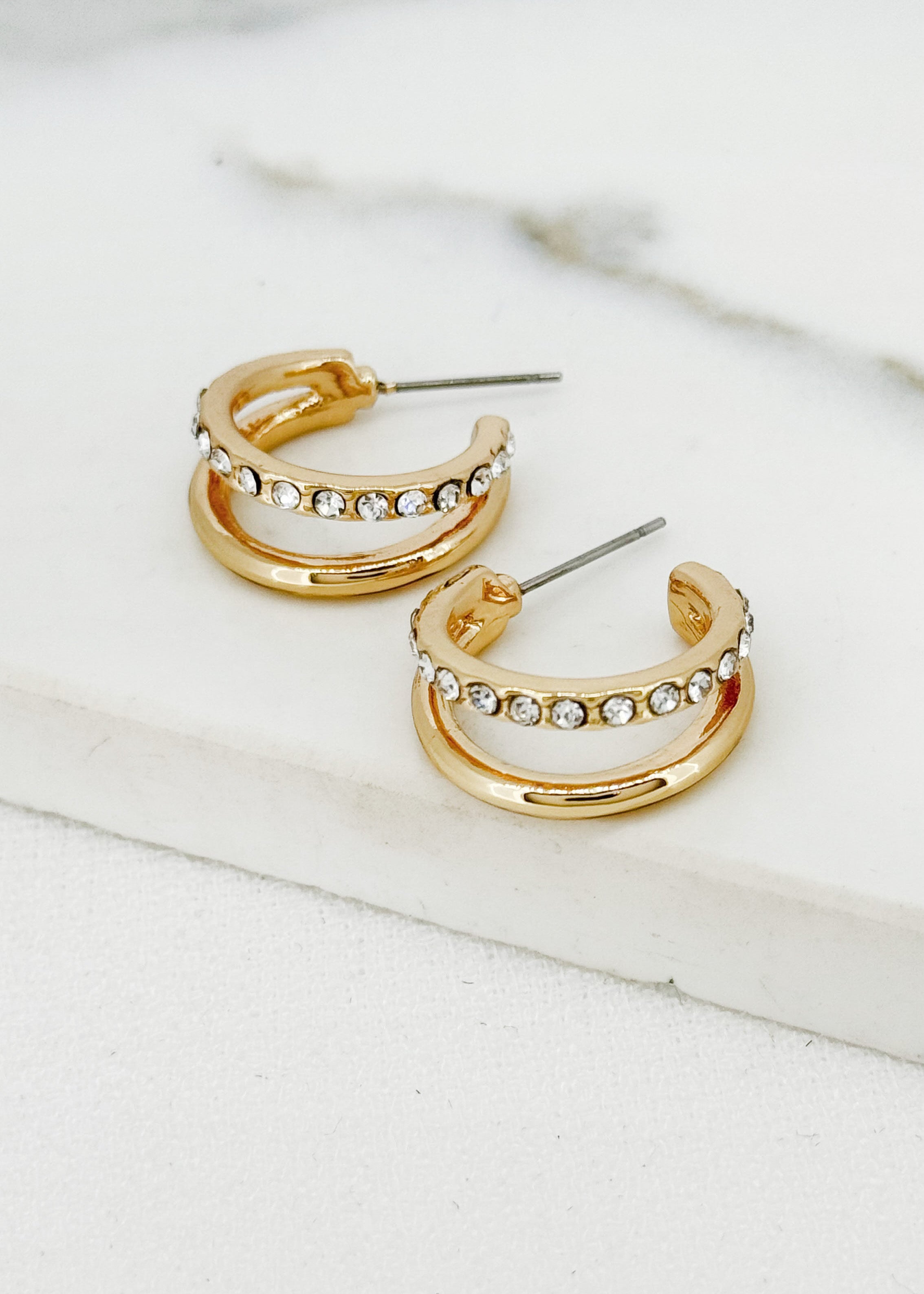 Small Double Hoop Earrings - Gold