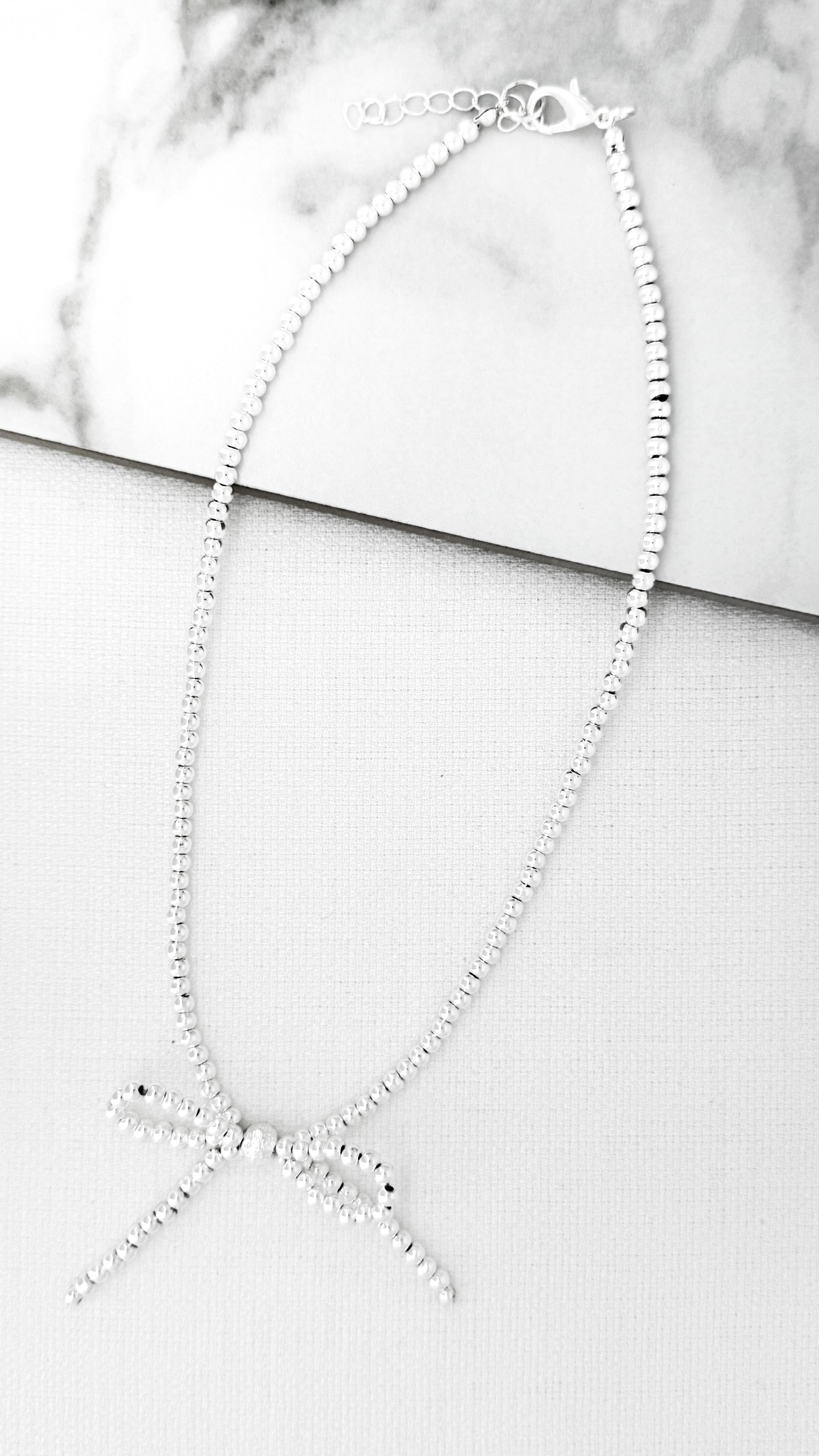 Short Bow Necklace - Silver