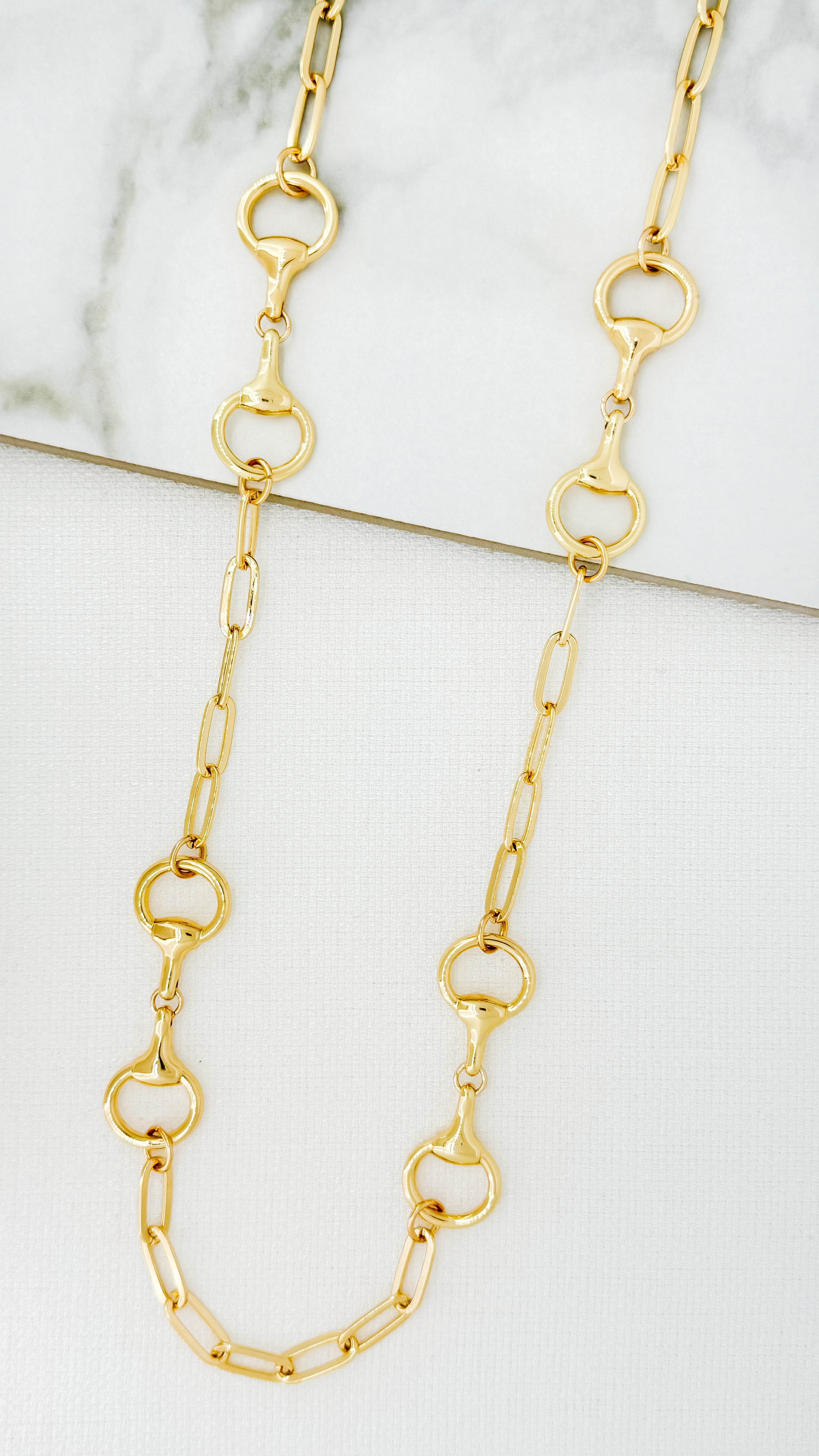 Long Double Clasp Necklace - Gold