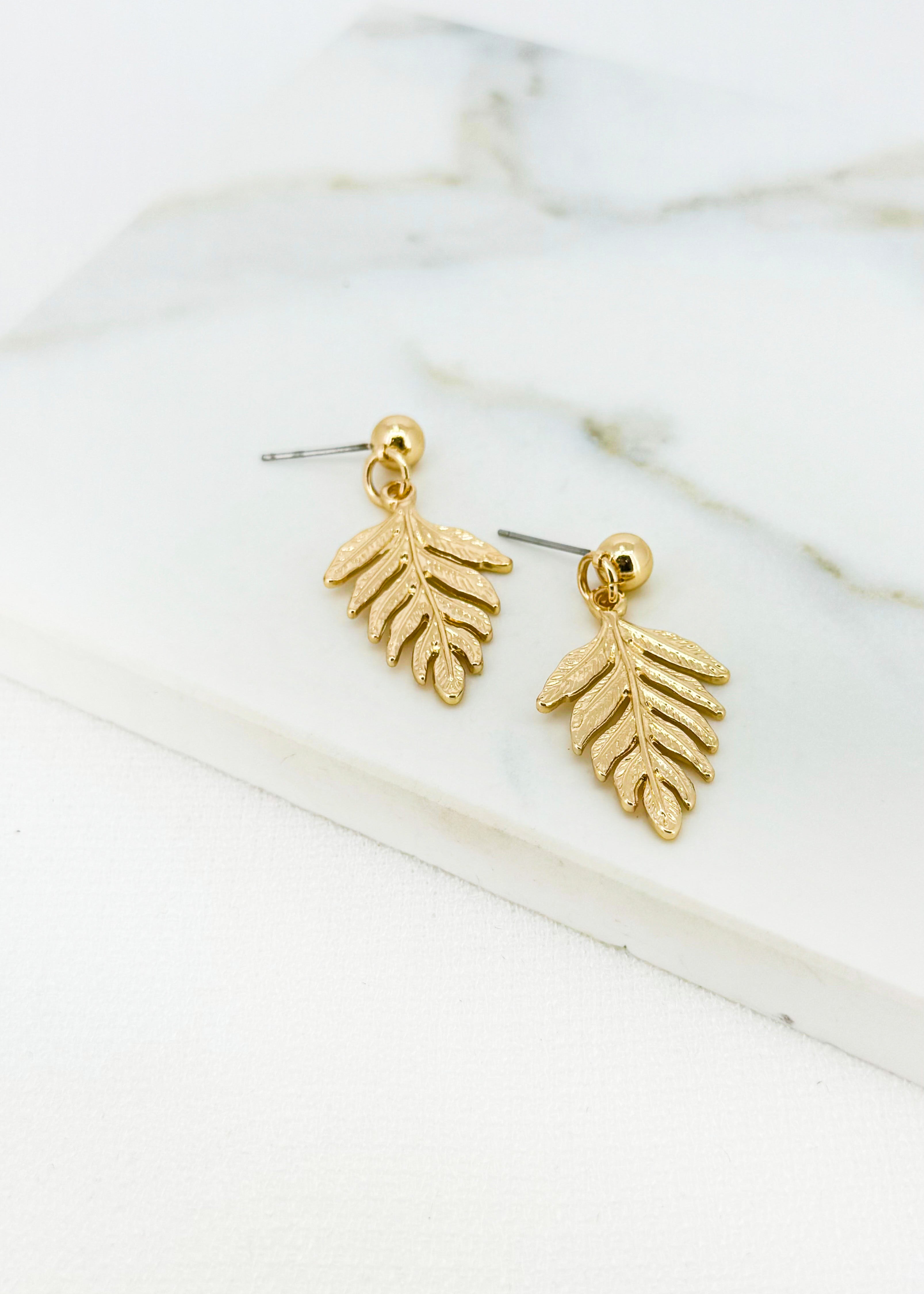 Leaf Earrings - Gold