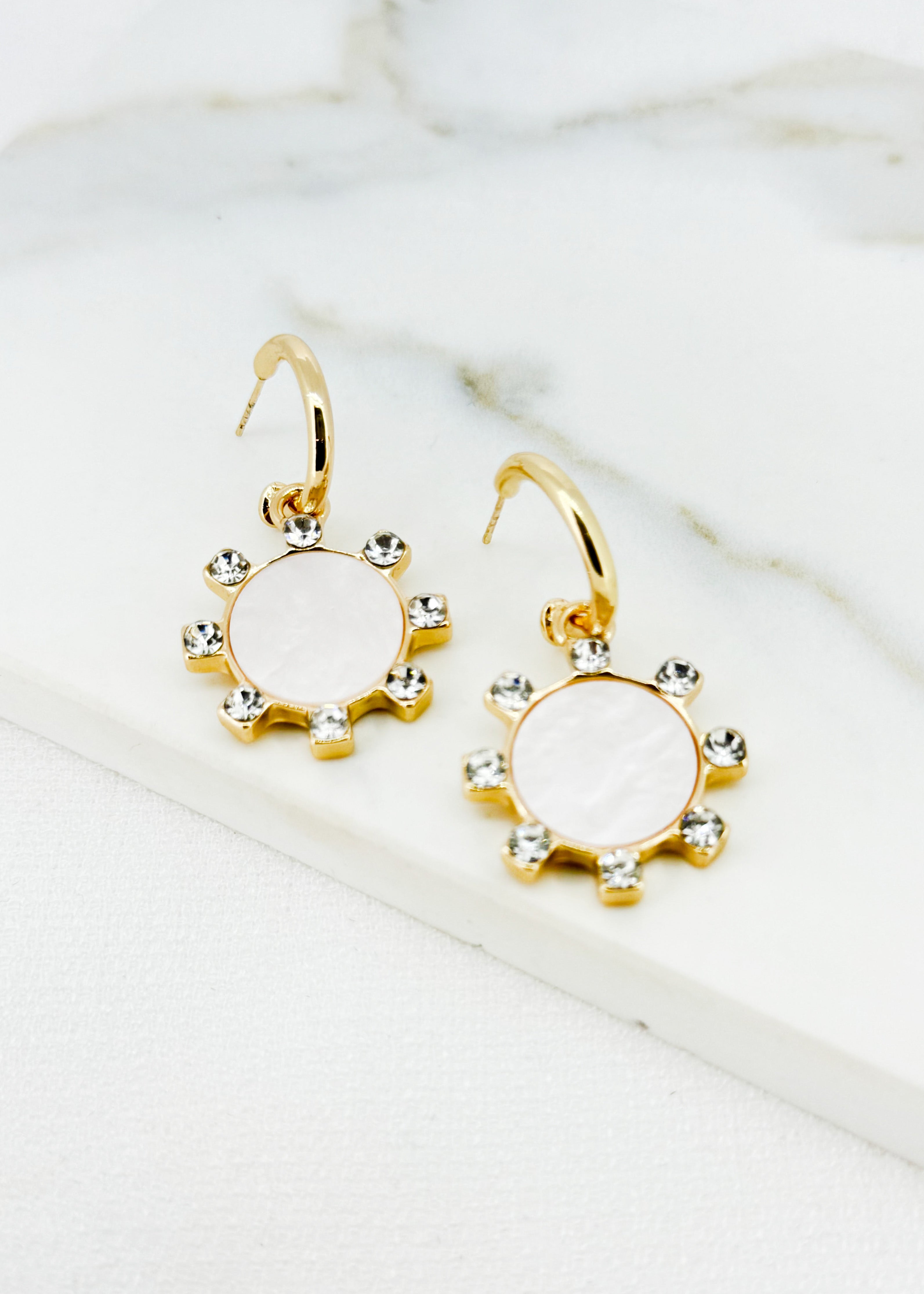 Diamante Circle Earrings - gold