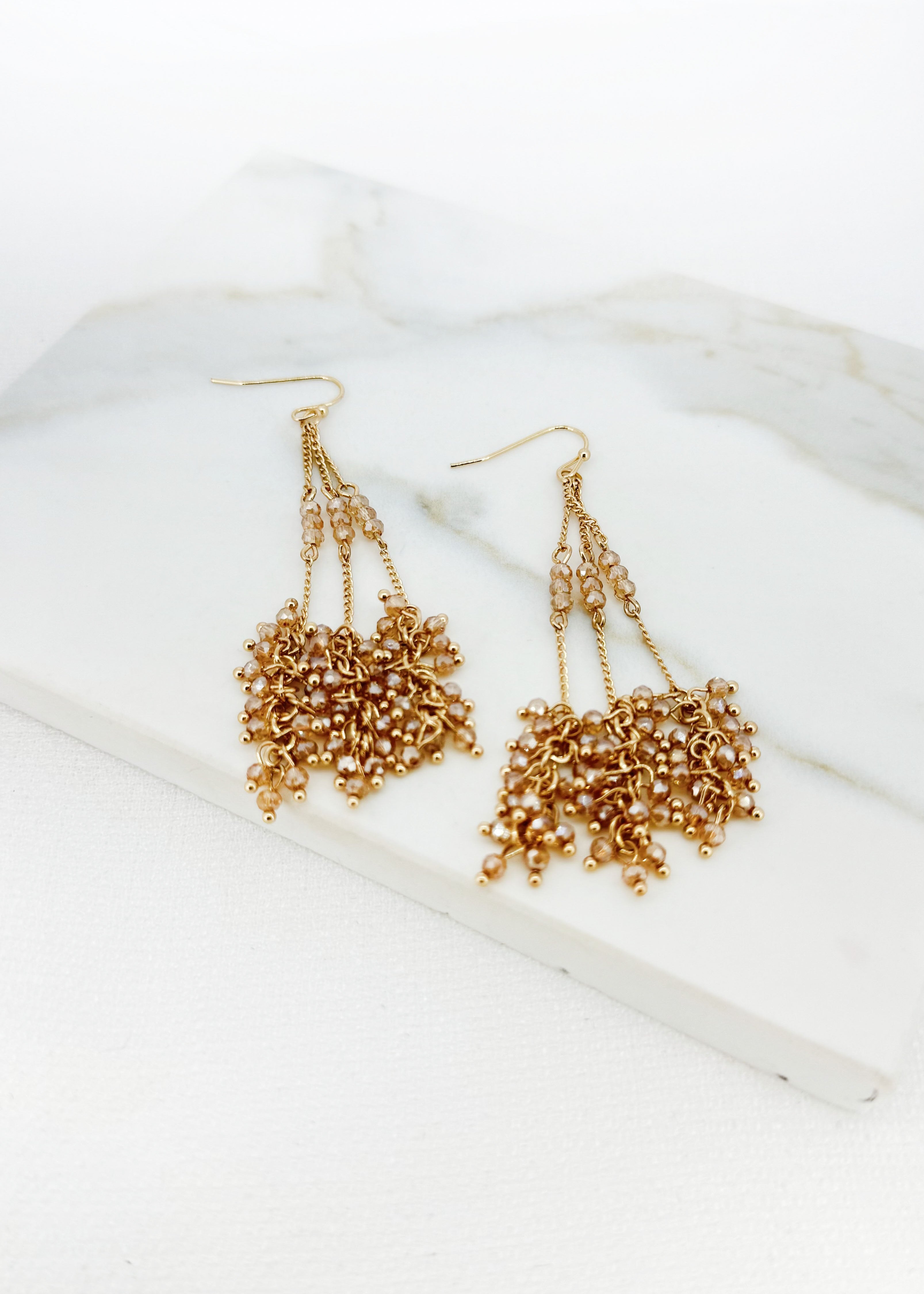 Cluster Drop Earrings - Gold