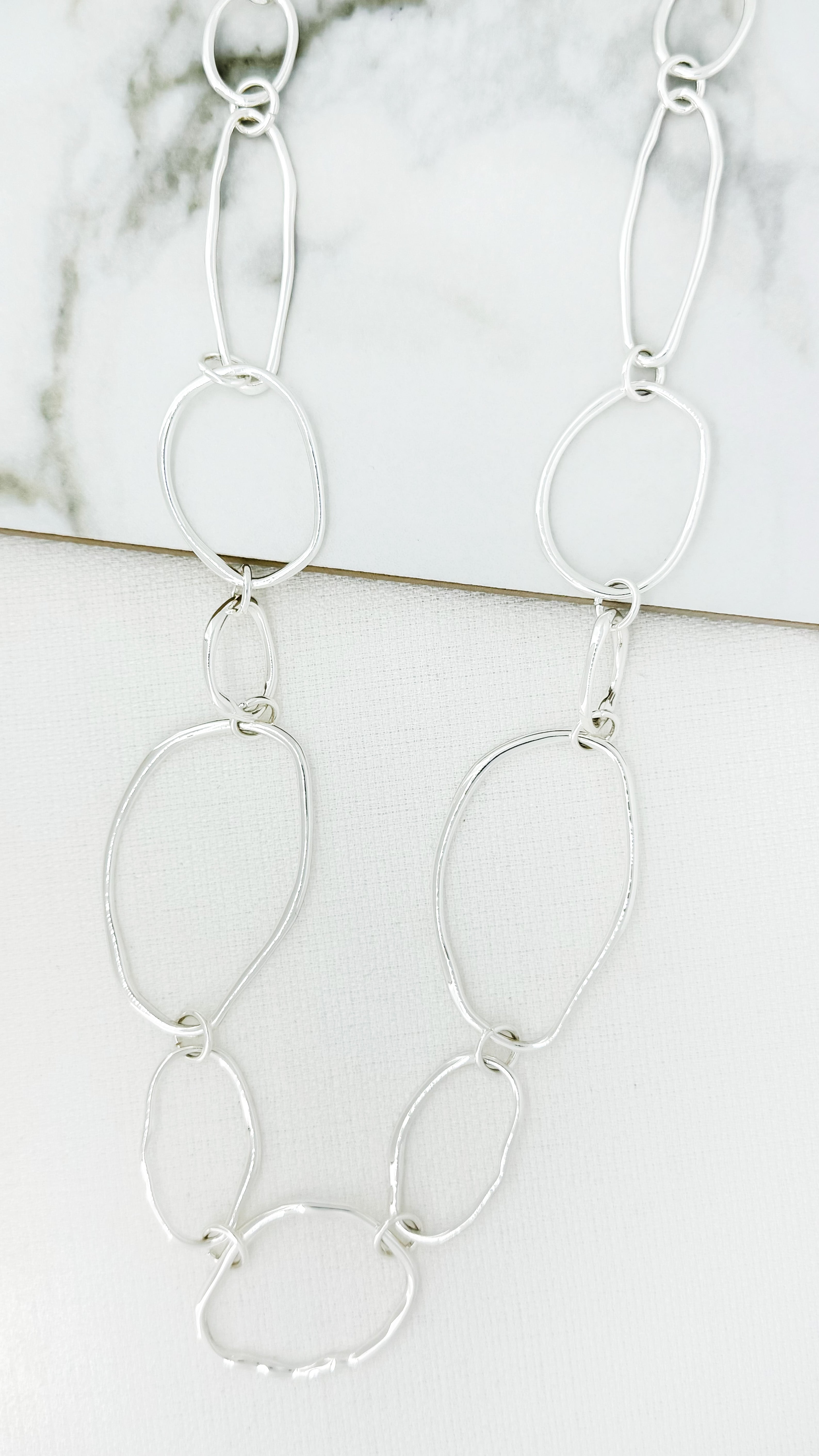 Long Large Loop Necklace - Silver