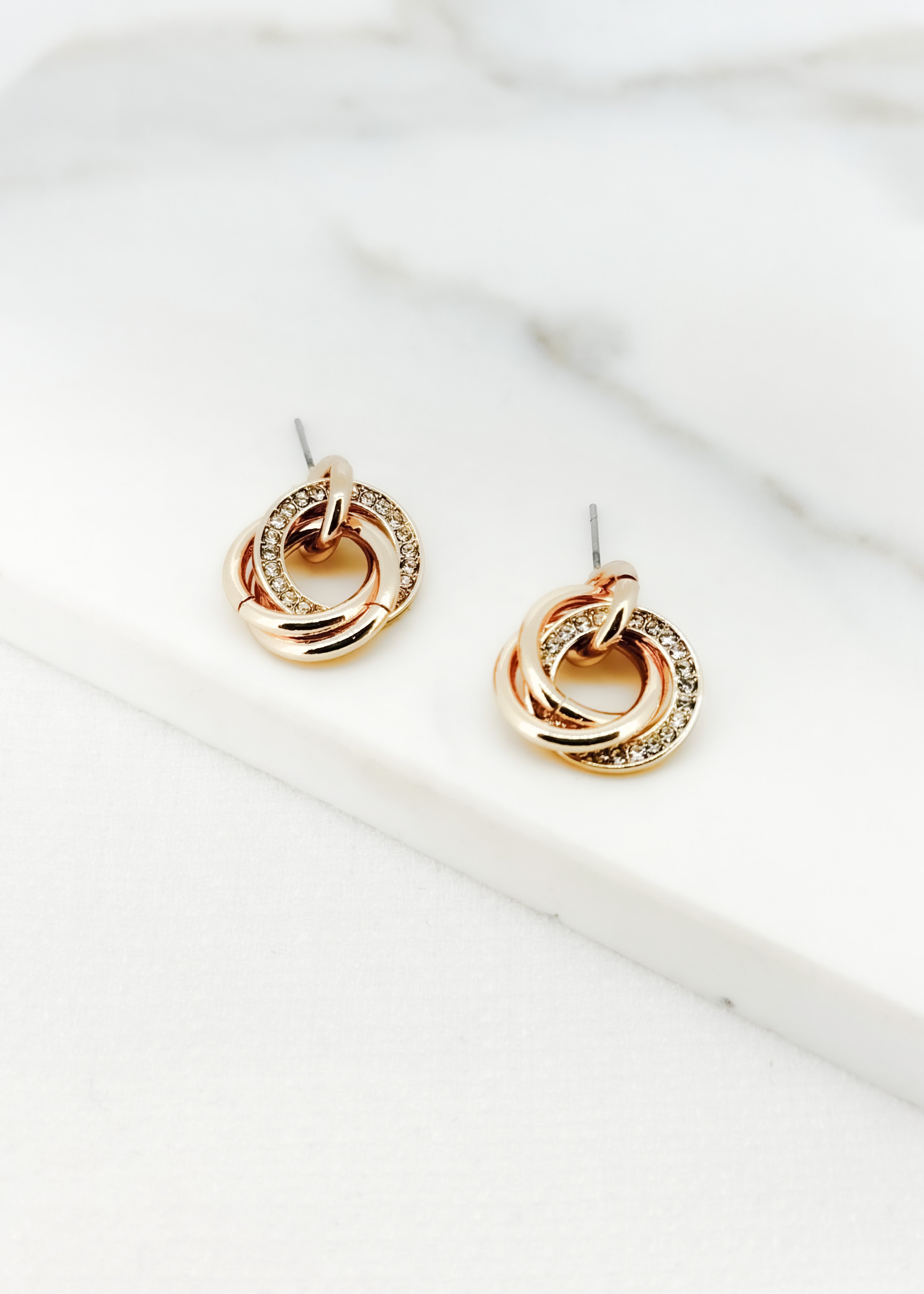 Knot Diamante Earrings - Gold