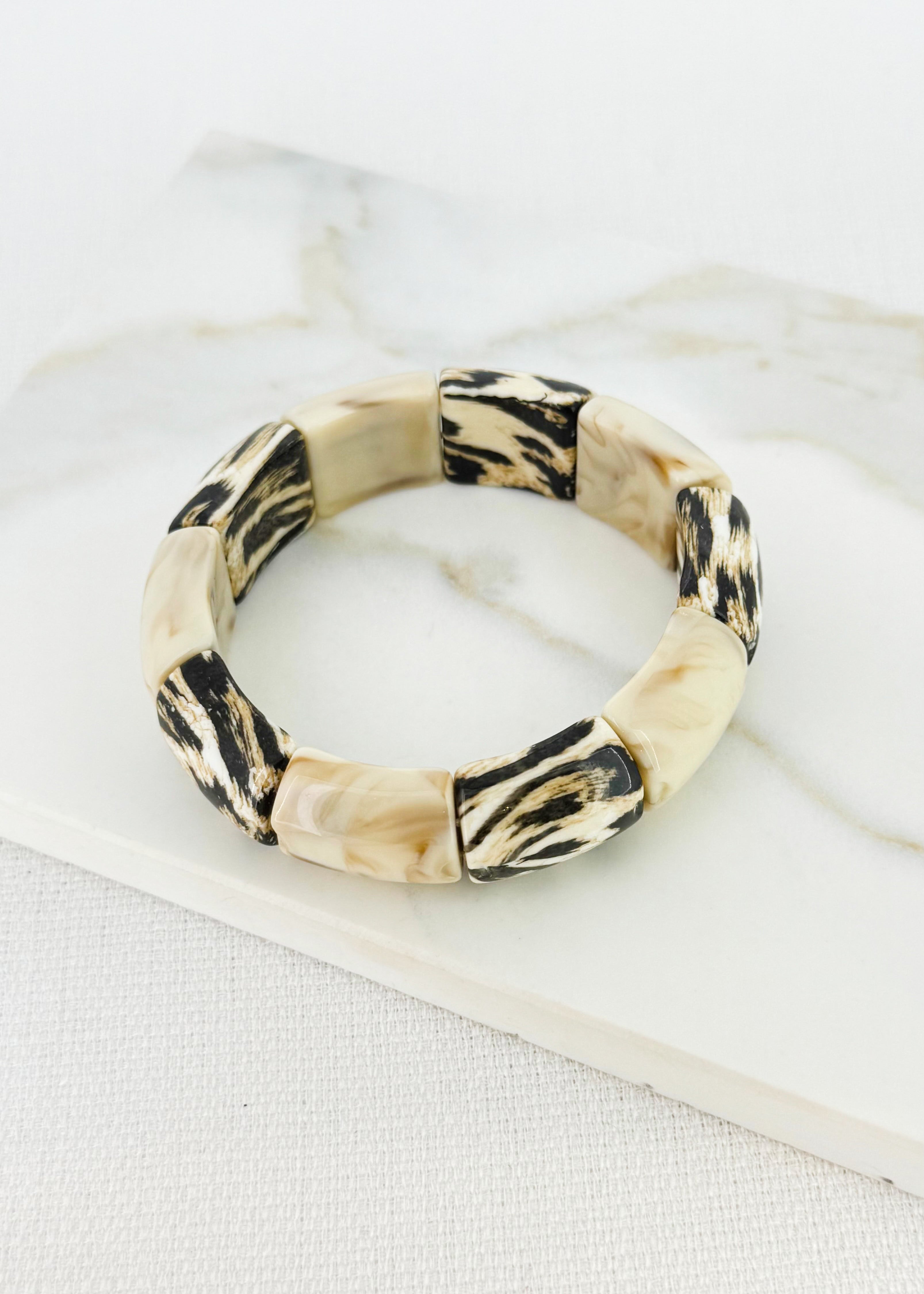Chunky Bangle - Animal Print/Stone