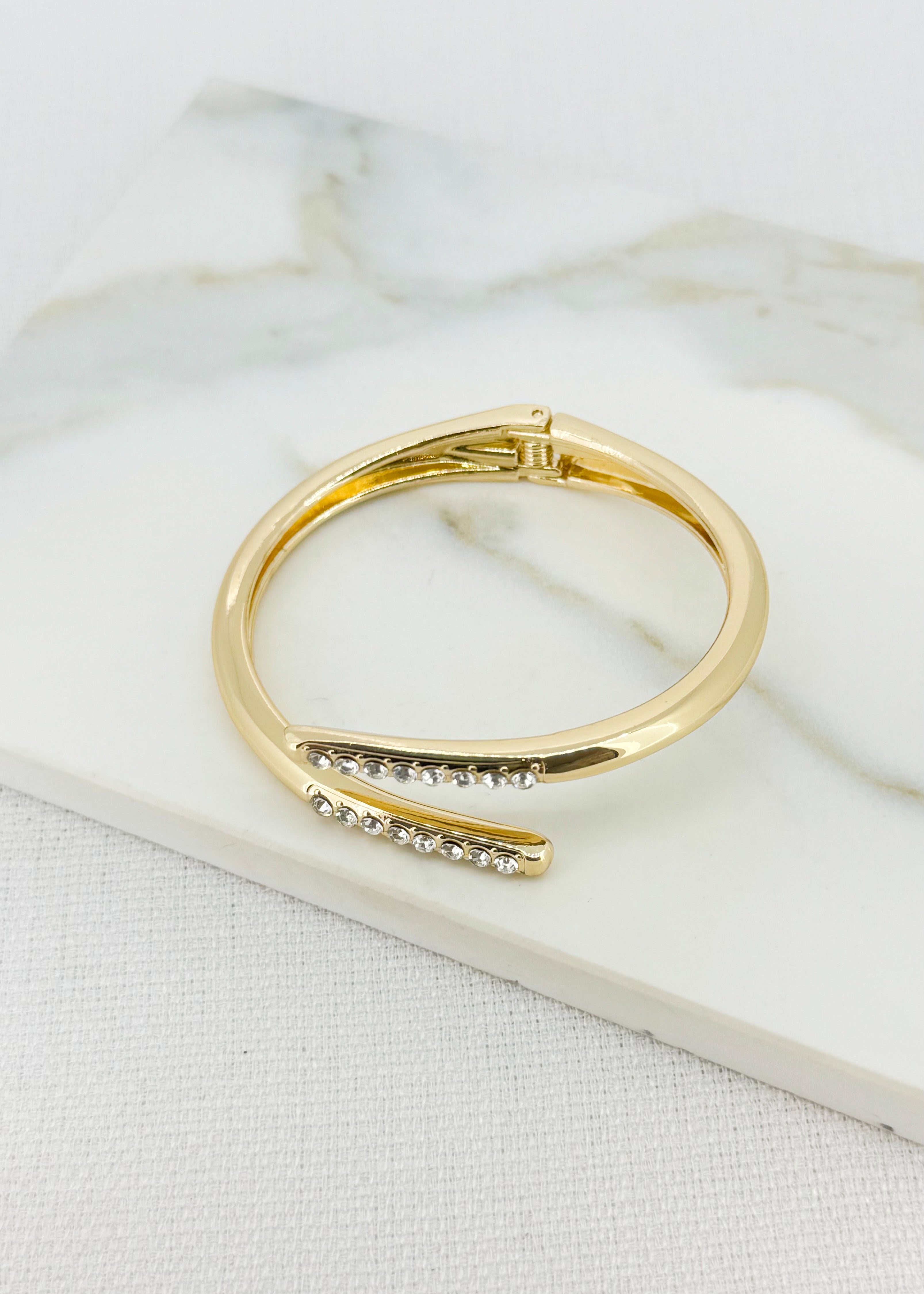 Diamante Hinged Bracelet - Gold