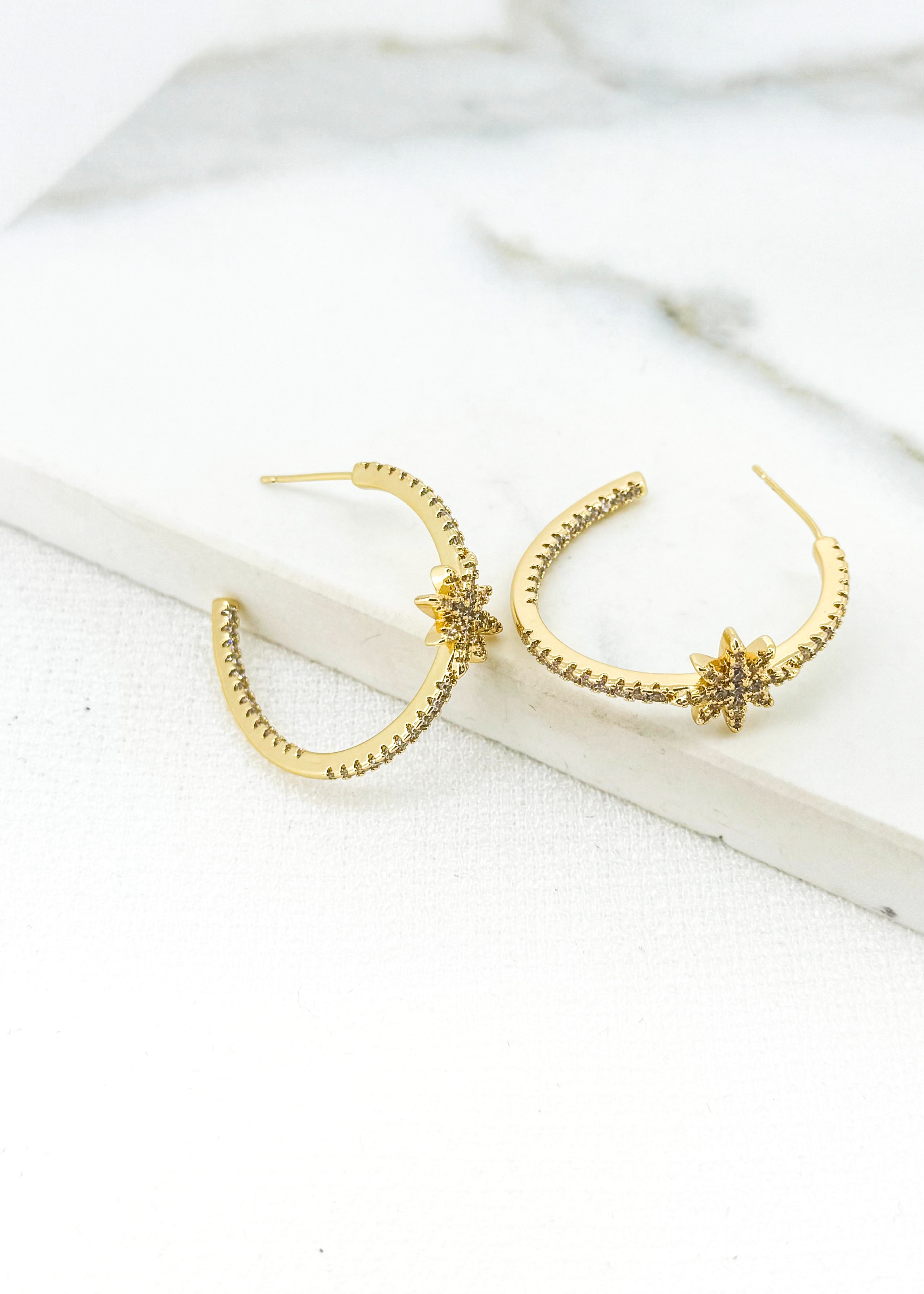 Star Hoop Earrings - Gold