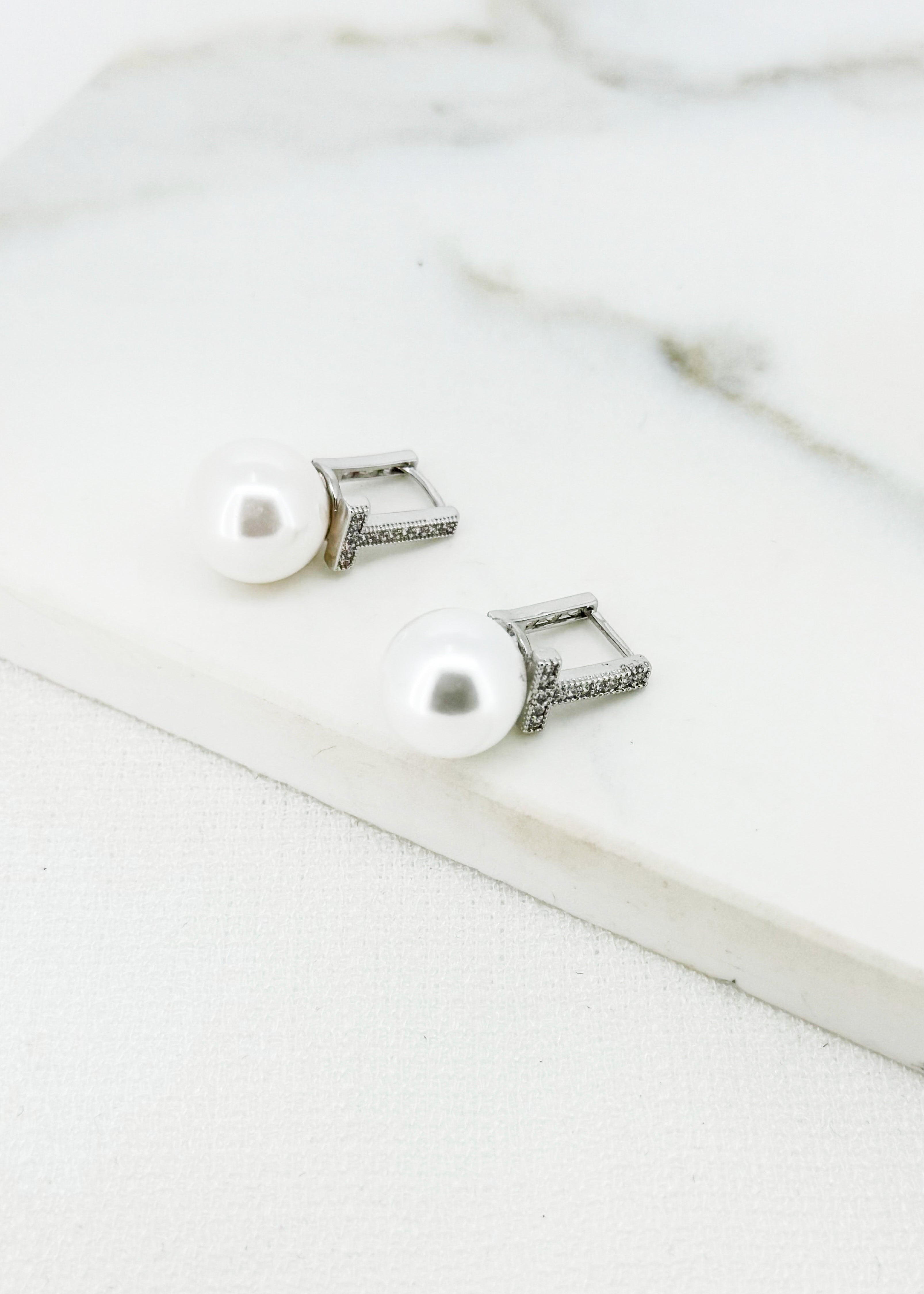Pearl Drop Earrings - Silver