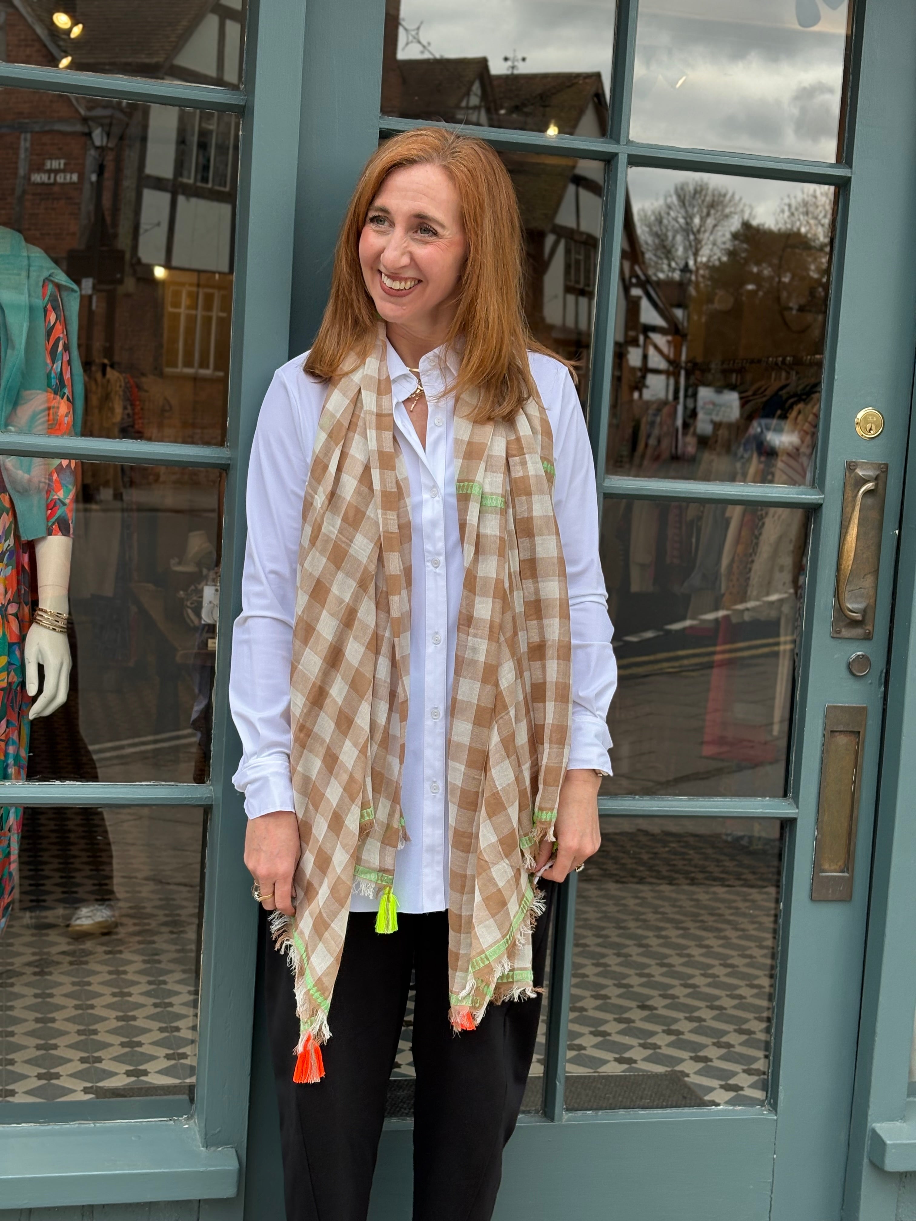 Scarf - Taupe Check