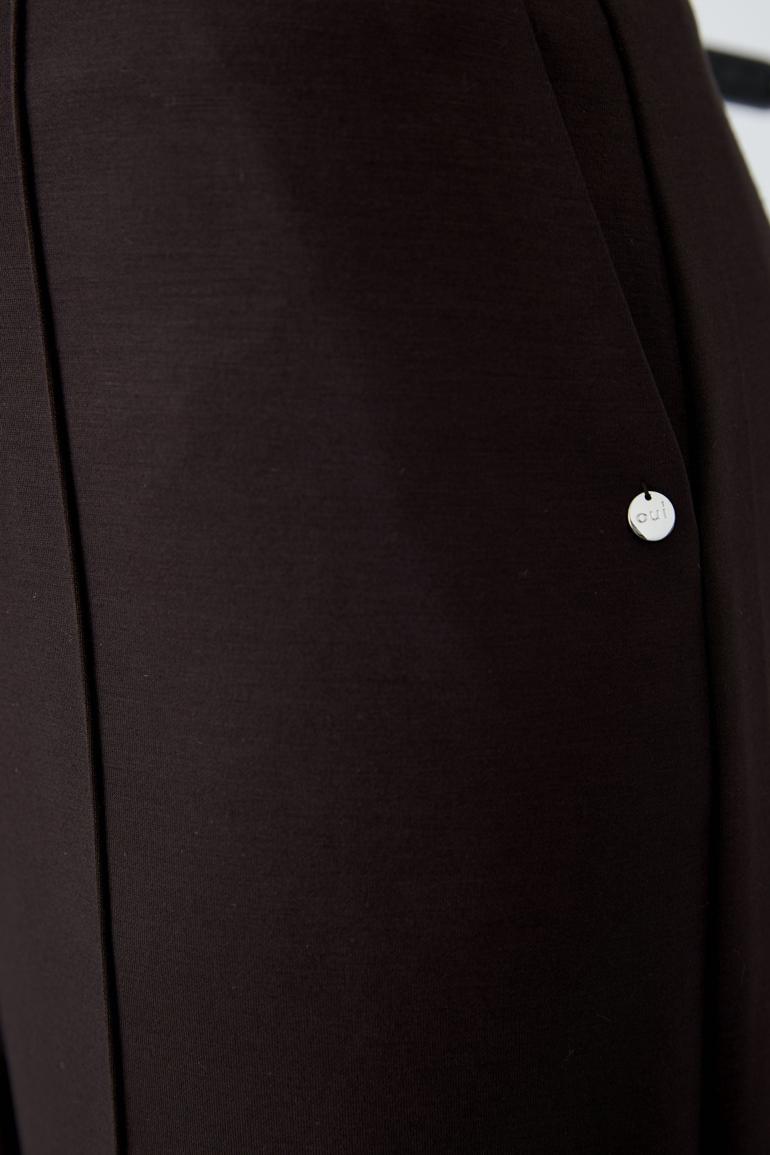 Wide Leg Piped Trousers - Chocolate