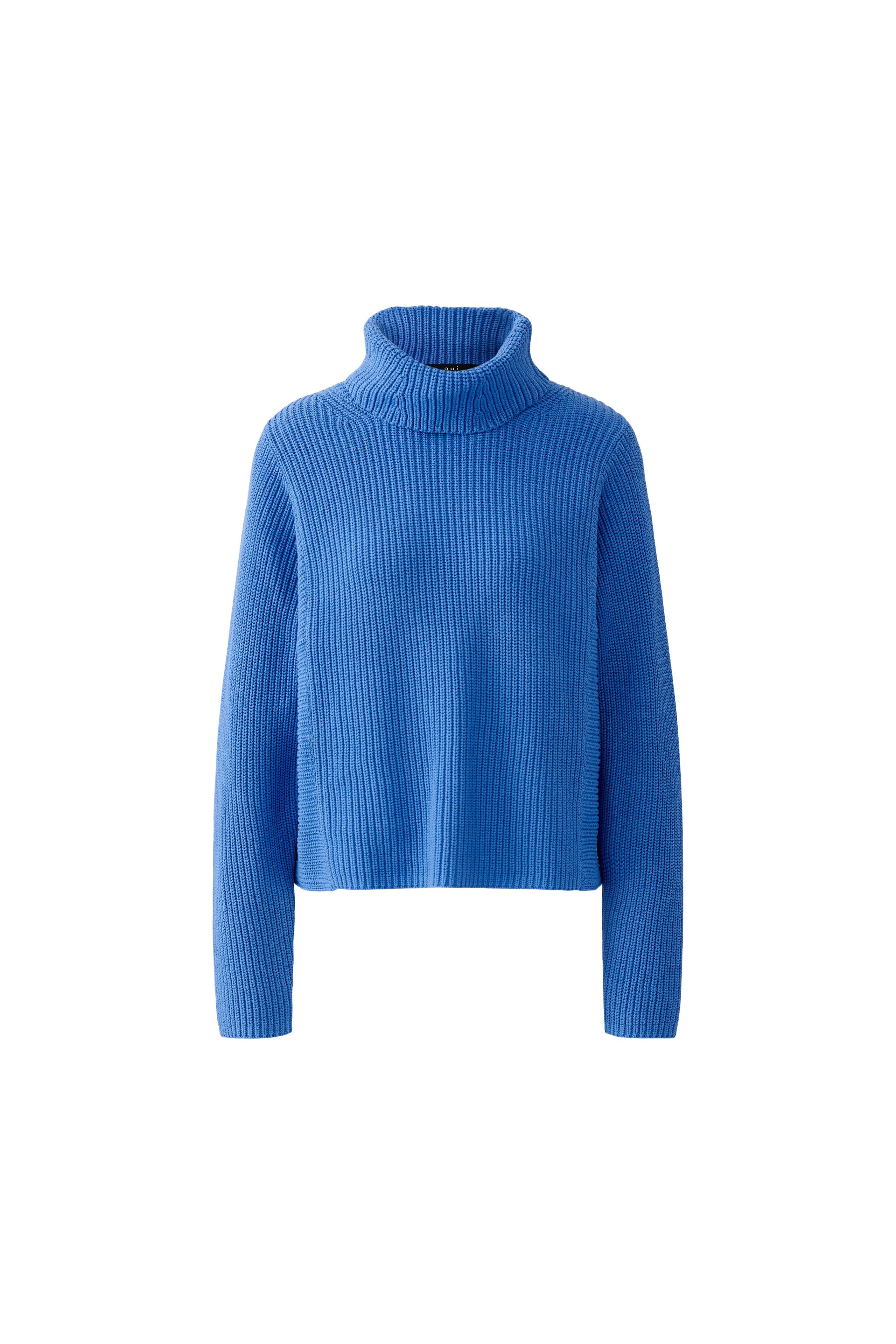 Rib Knit Roll Neck Jumper - Cobalt Blue