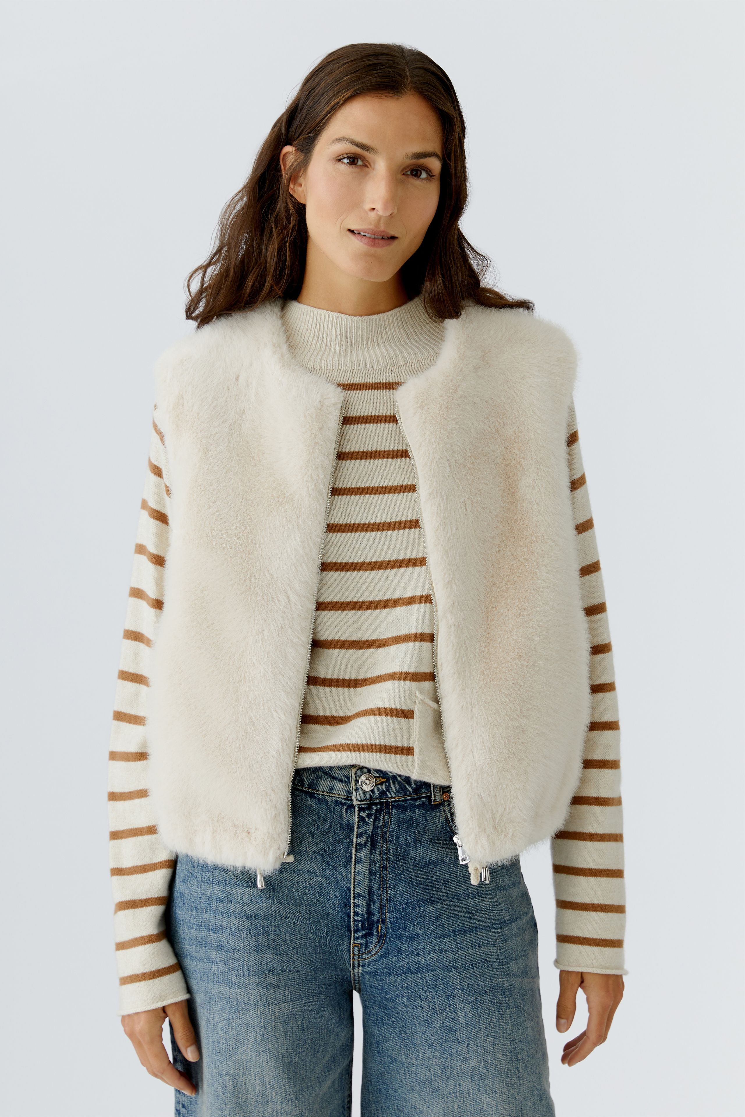 Faux Fur Waistcoat - Ecru
