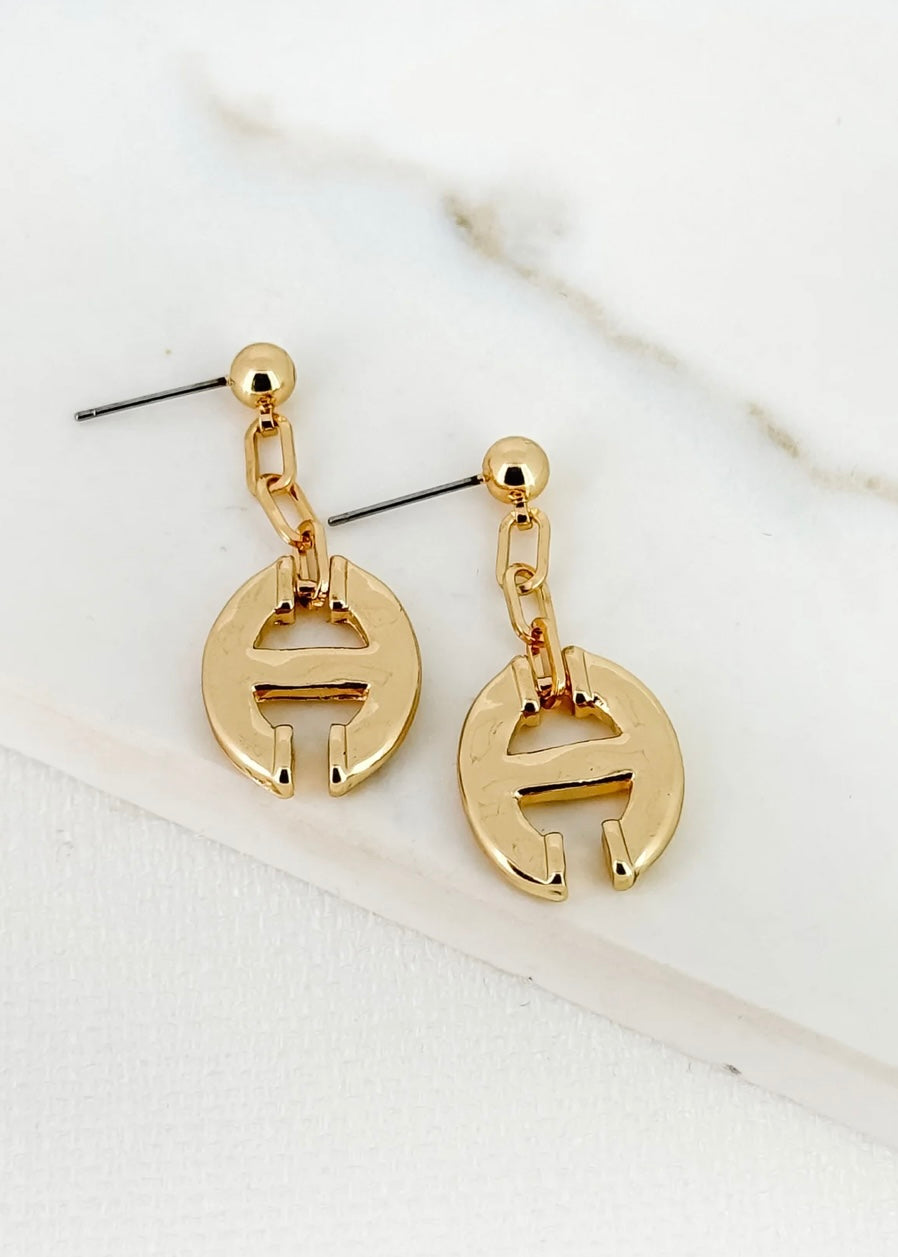 Link Drop Earrings - Gold