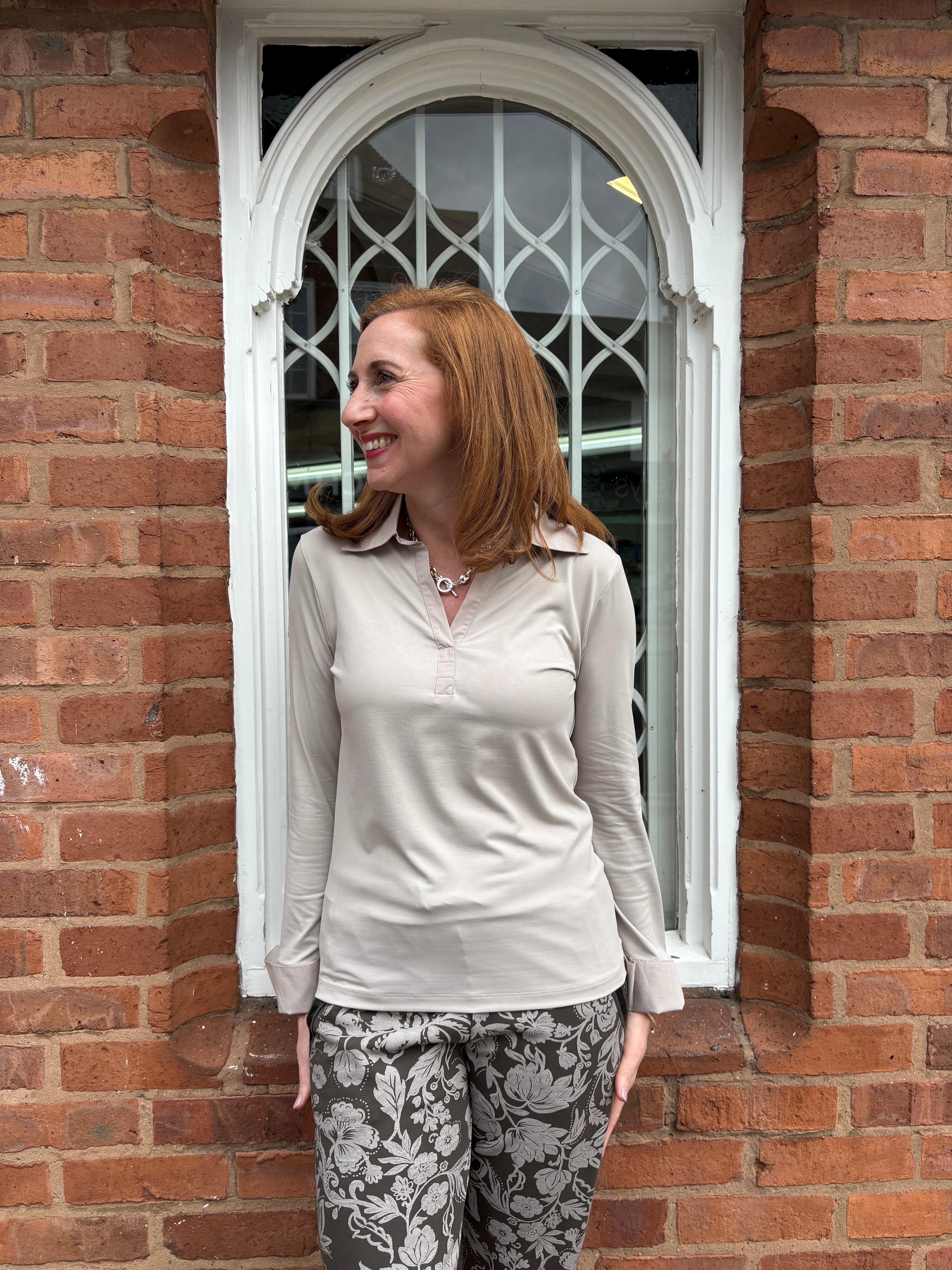 Sarah Stretch Shirt - Taupe