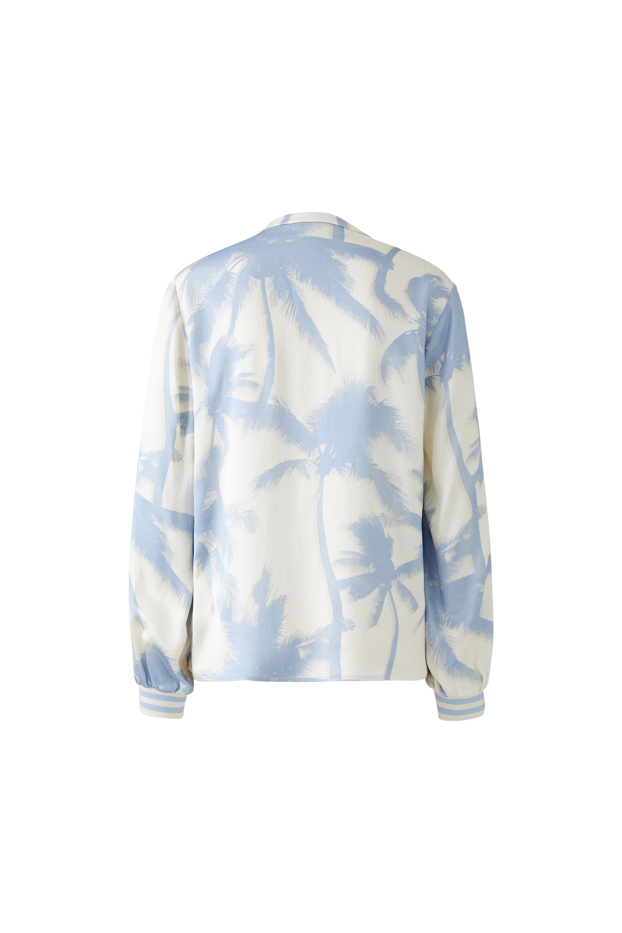 Palm Tree Blouse - Cream/Blue