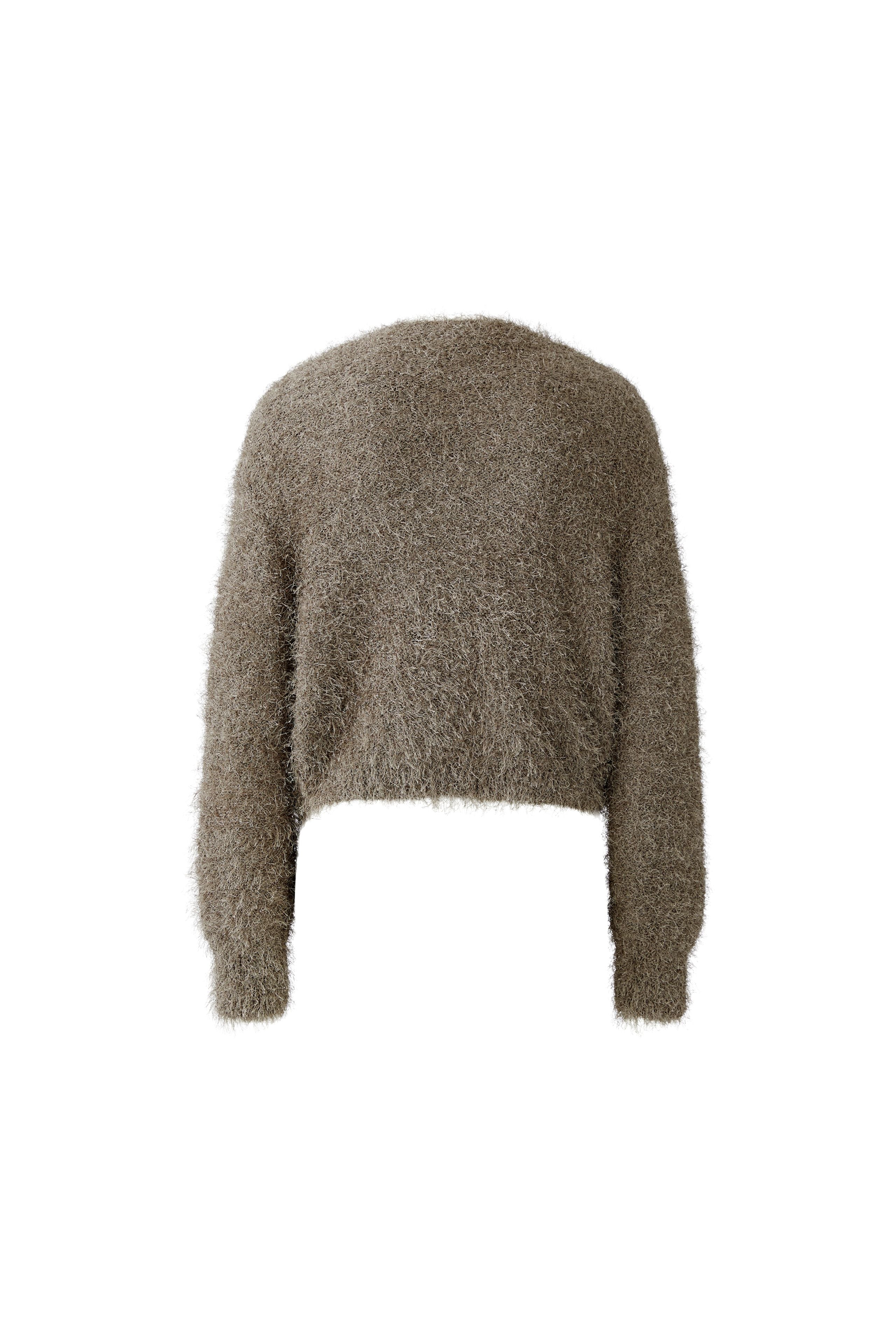 Fringed Knit Cardigan - Taupe