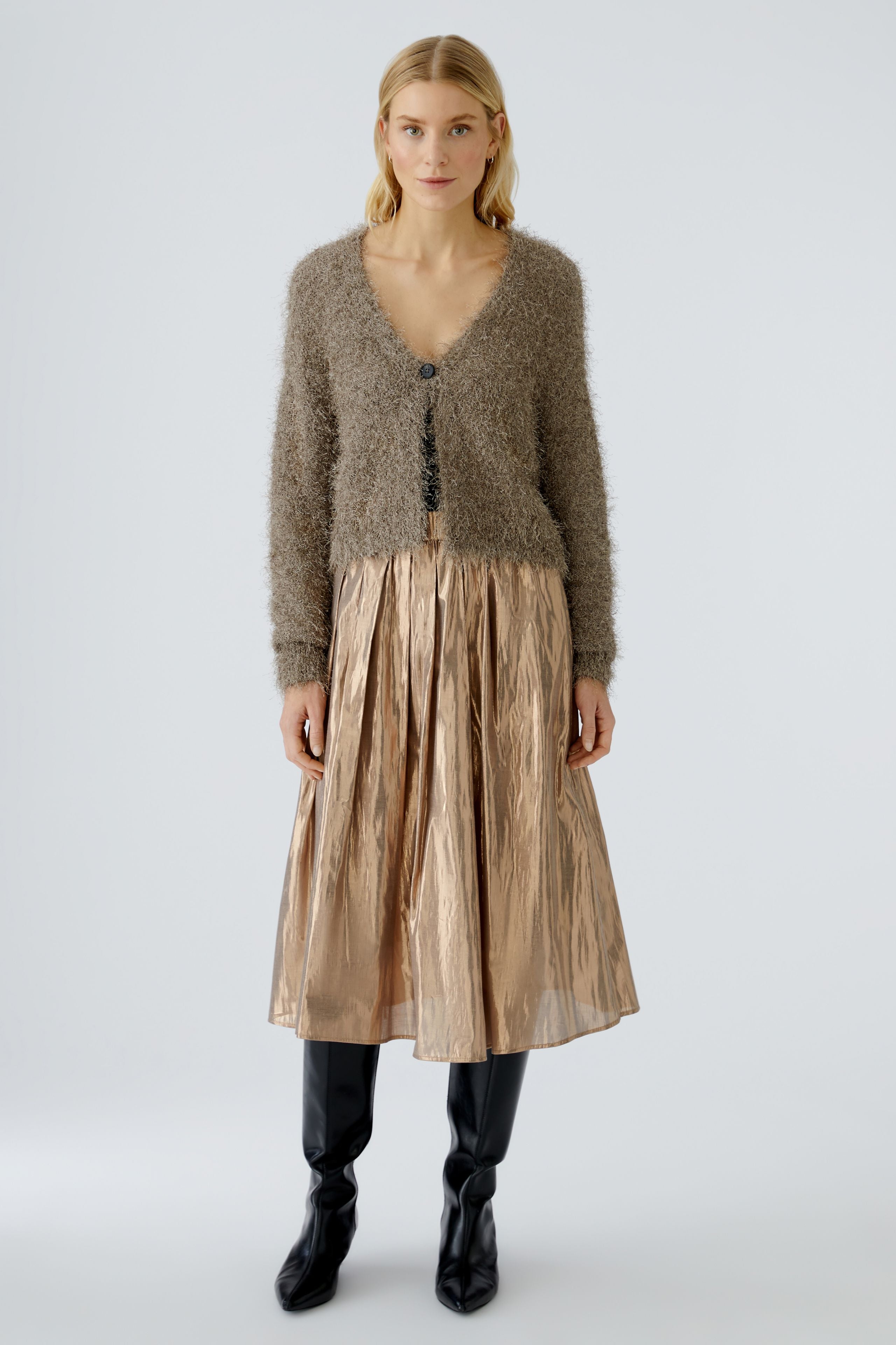 Fringed Knit Cardigan - Taupe