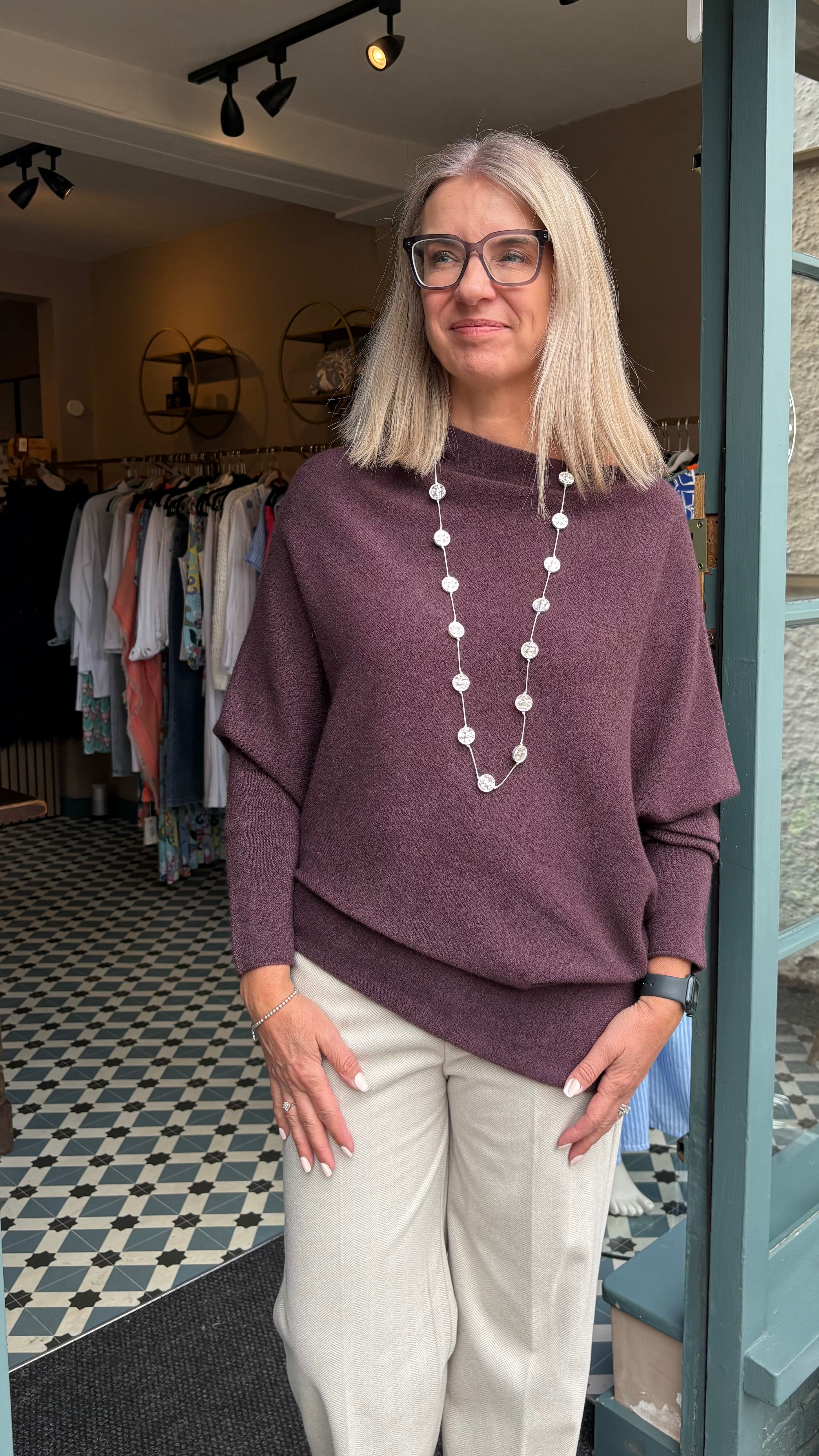 Poncho Jumper - Mulberry