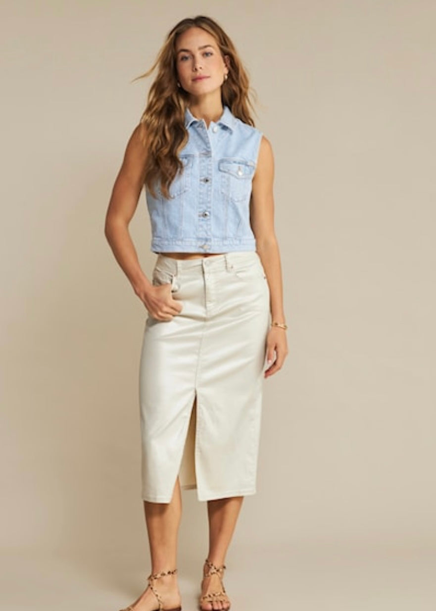 Joekie Denim Waistcoat - Light Bleach