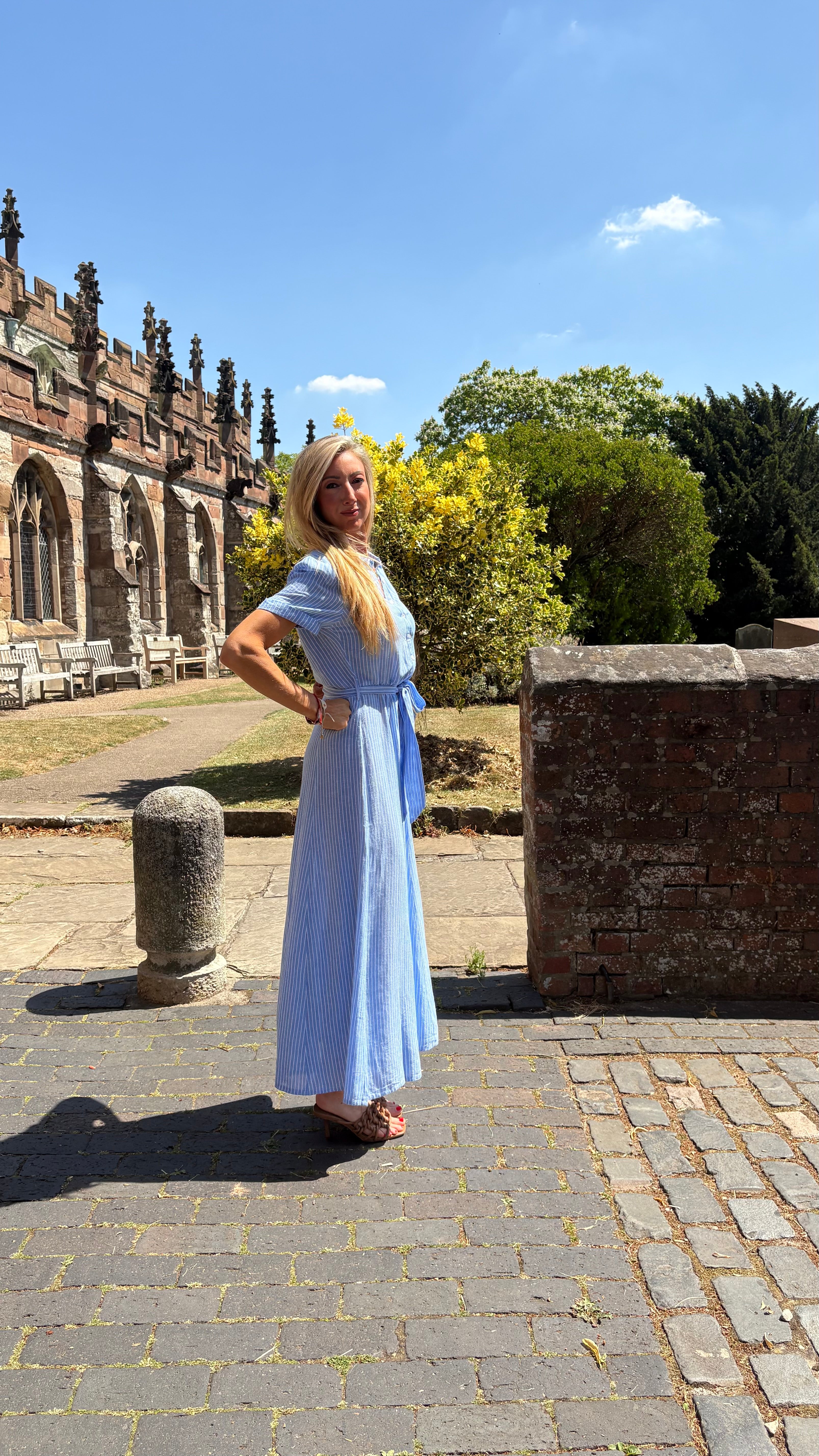 Eline Pinstripe Dress - Light Blue