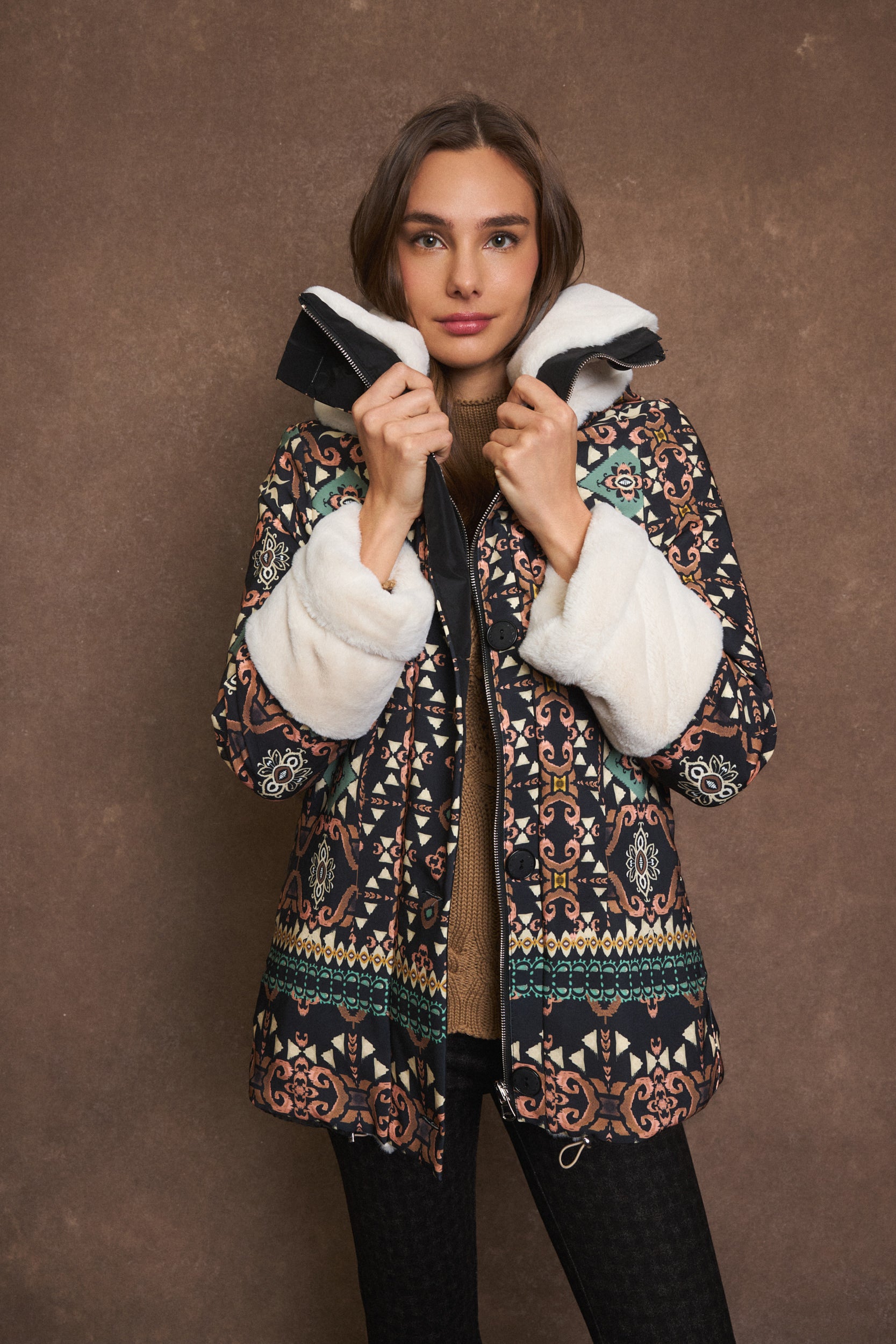 Benedetta Reversible Coat - Multi/Off White