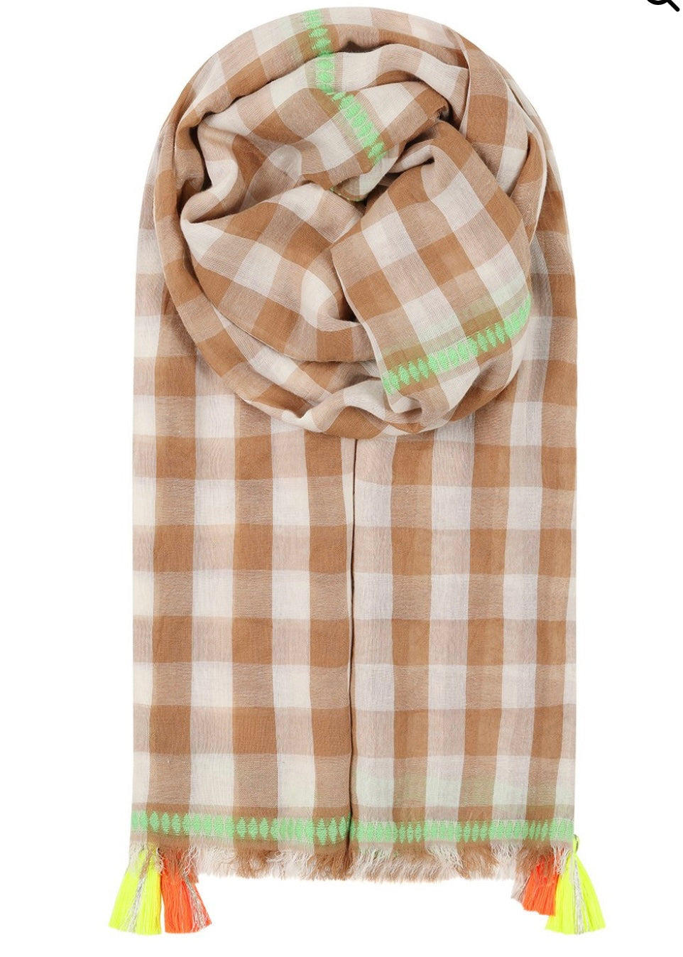 Scarf - Taupe Check