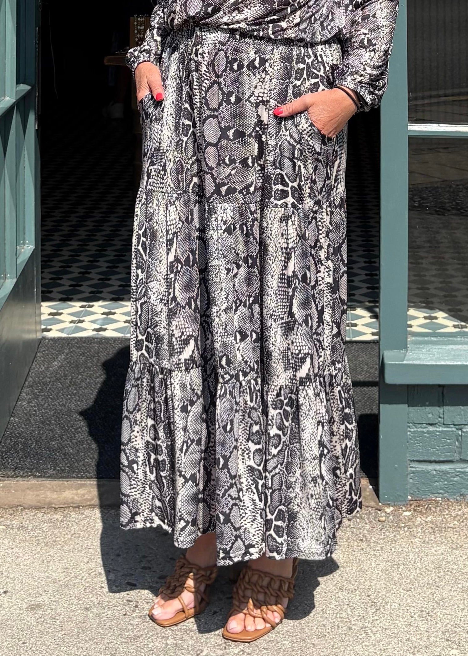 Griffin Skirt - Snake Print Grey