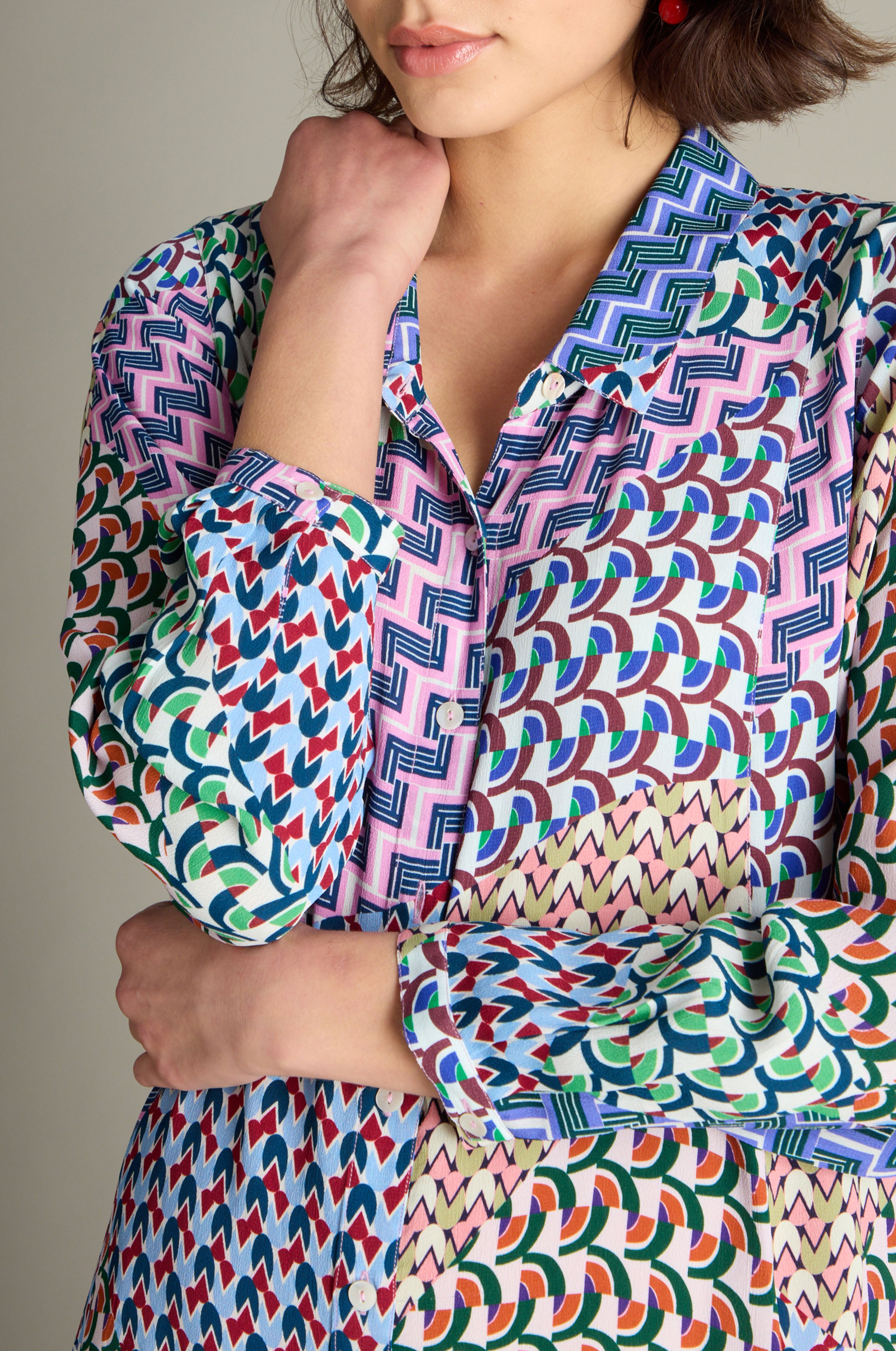 Geo Patchwork Print Dress - Multi