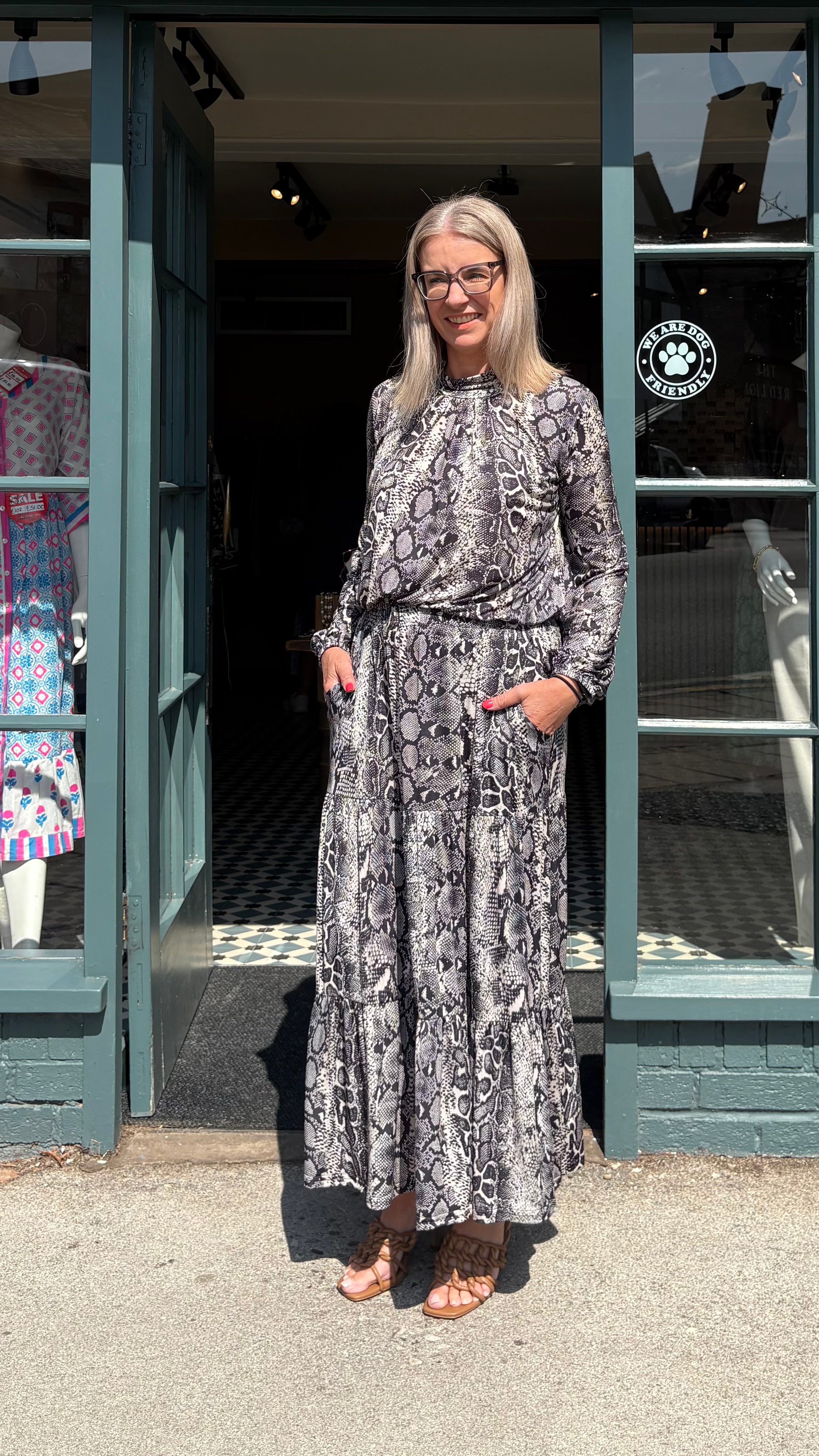 Griffin Skirt - Snake Print Grey