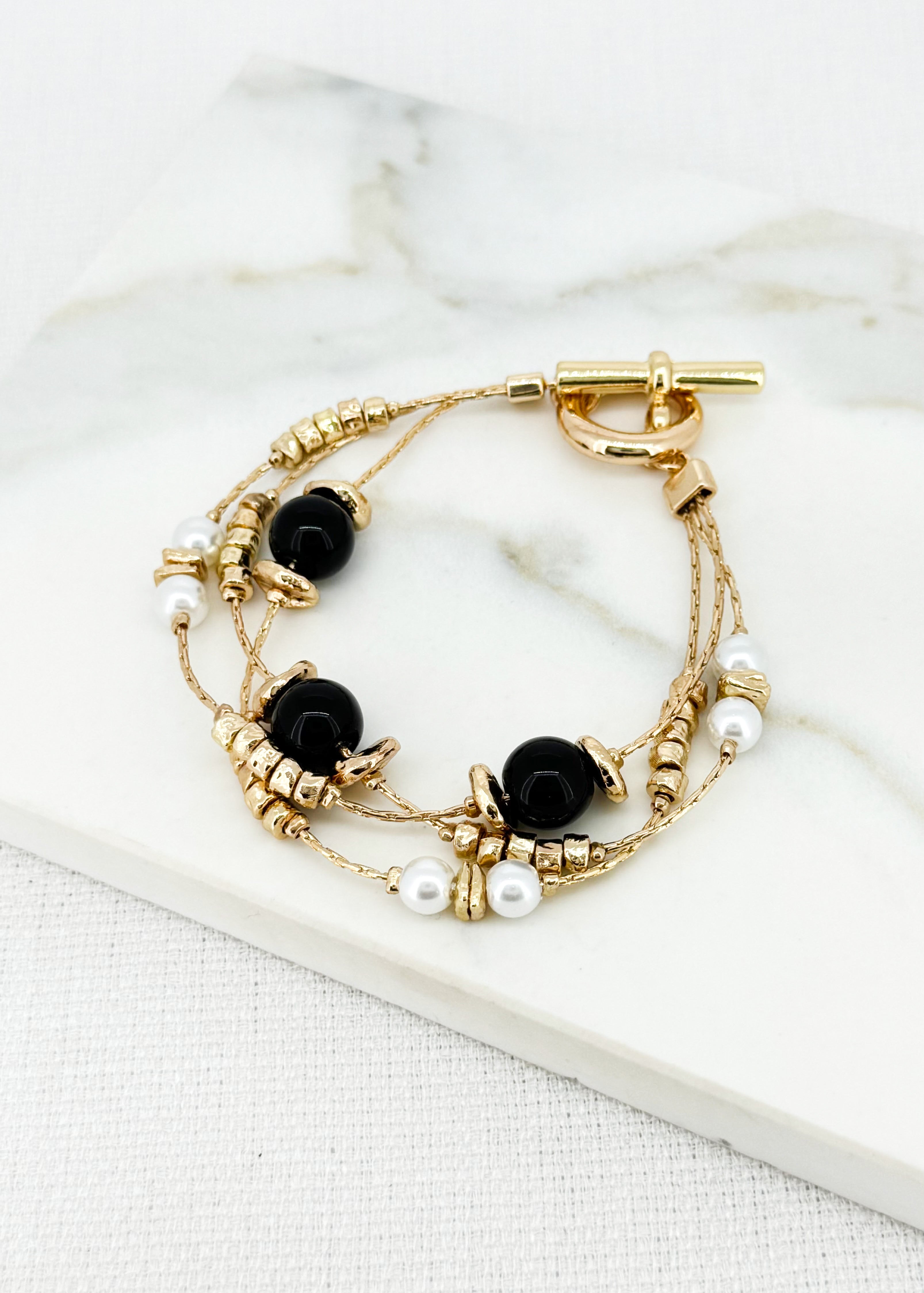Layered bracelet - Gold/black
