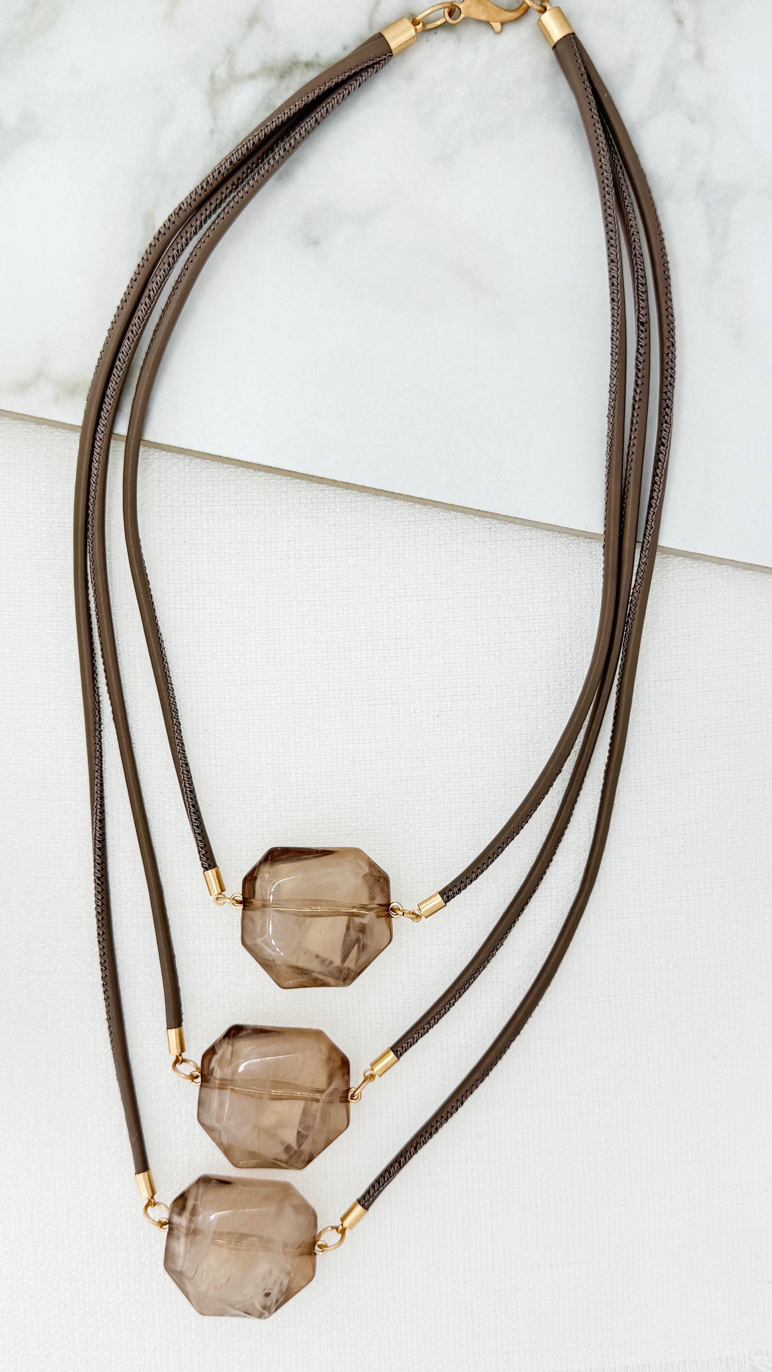 Short Layered Necklace - Mocha