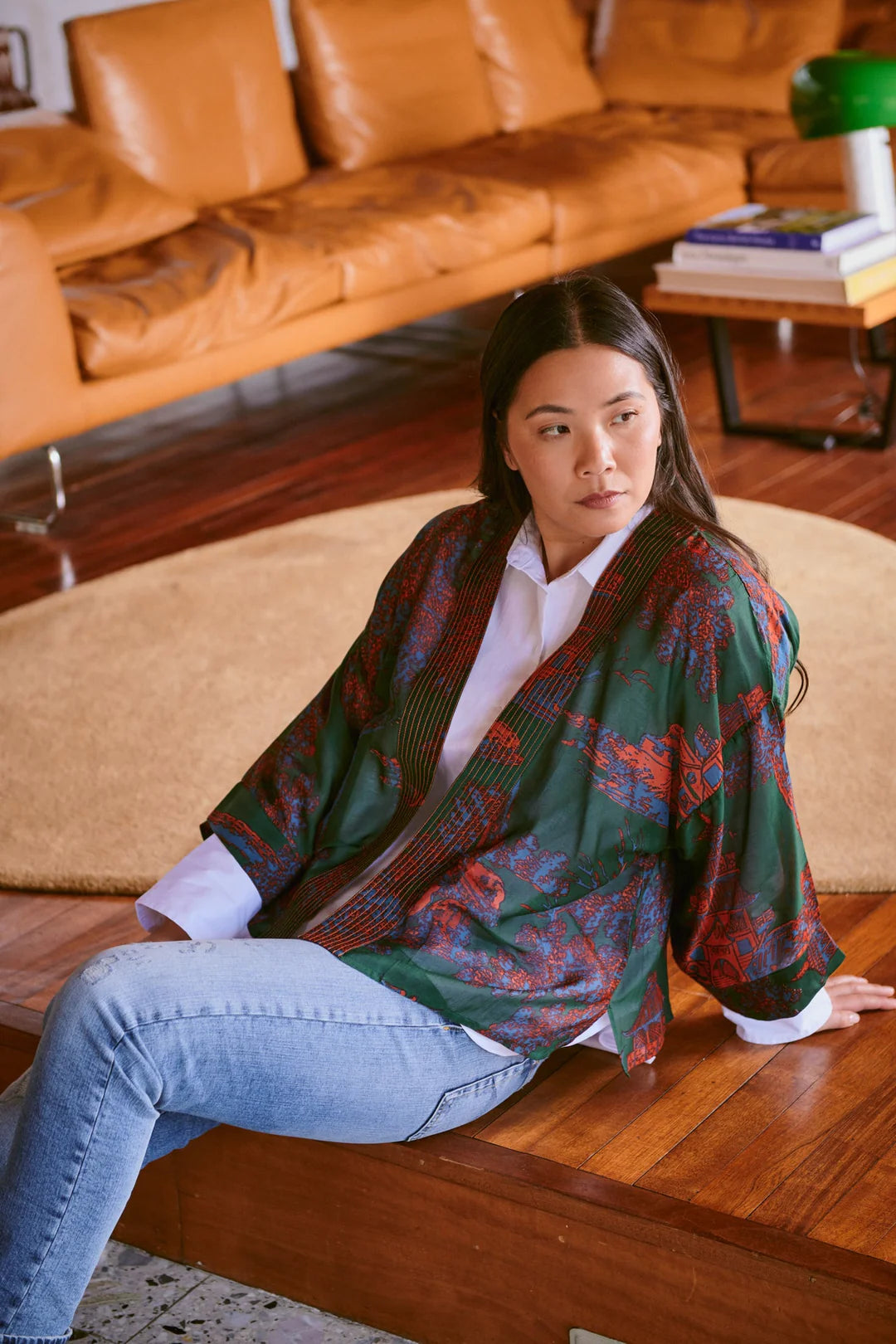 Pagoda Forest Kimono - Green/Red