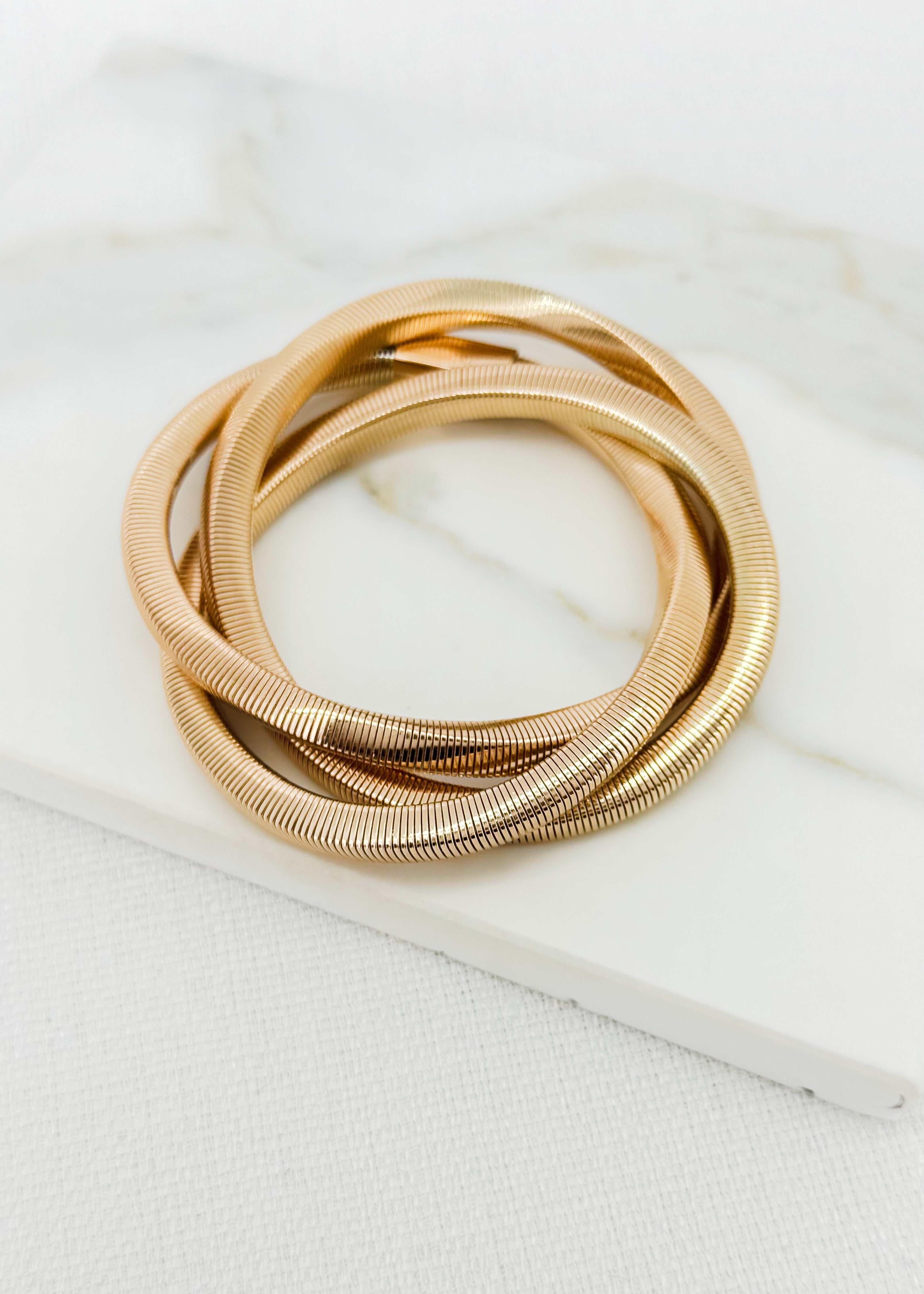 Twisted Stretch Bracelet - Gold