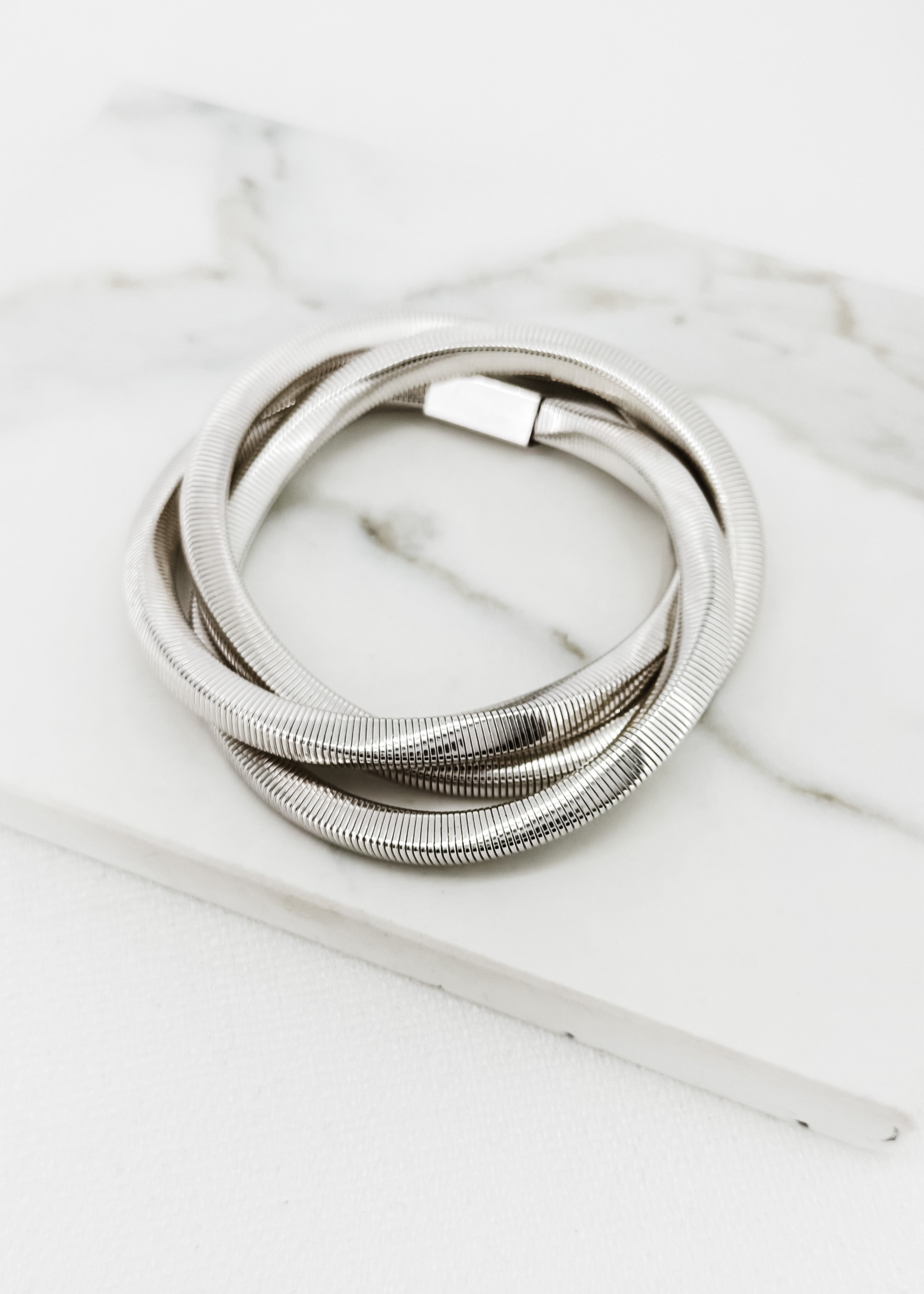 Twisted Stretch Bracelet - Silver