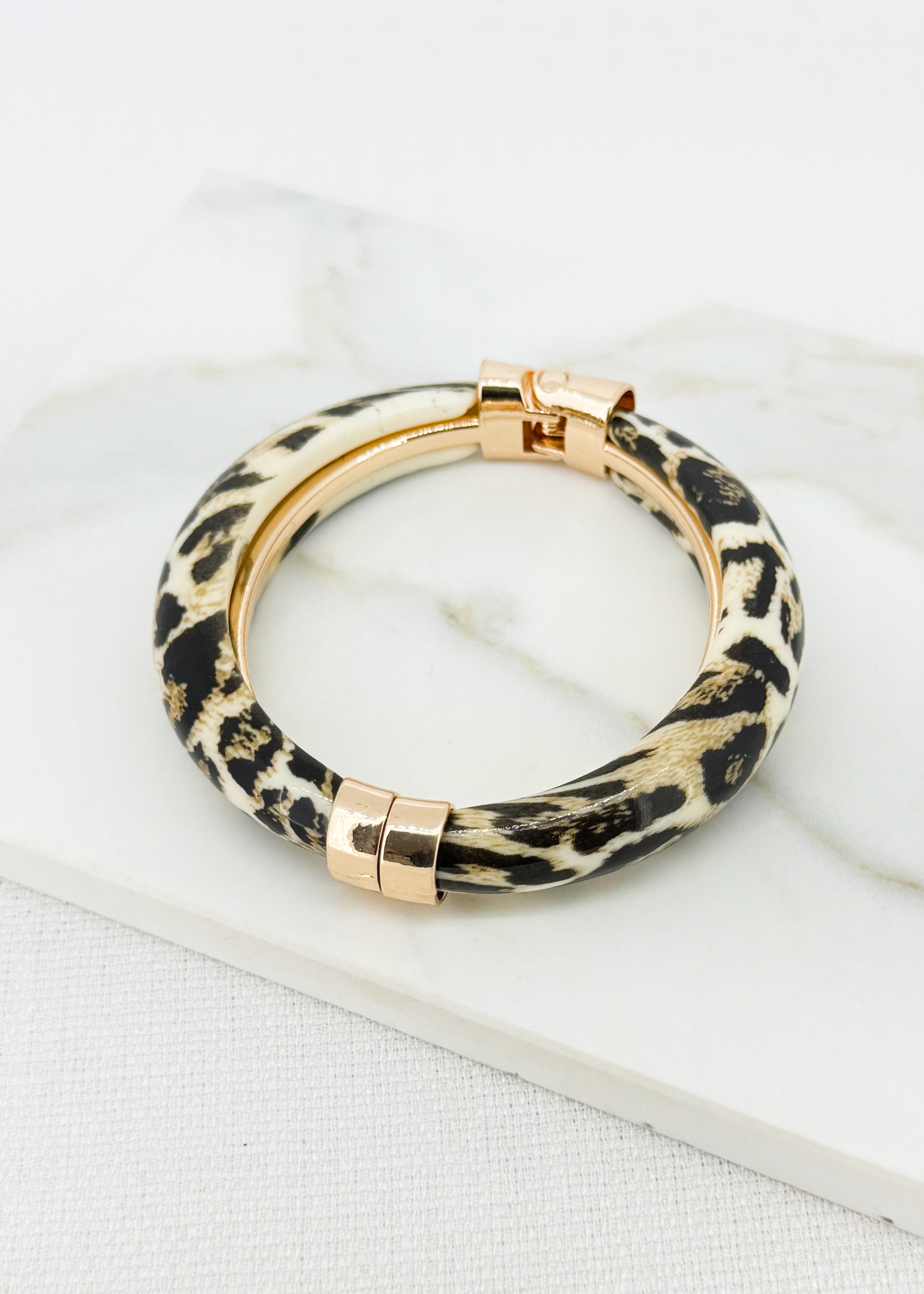 Leopard Print Bangle - Gold