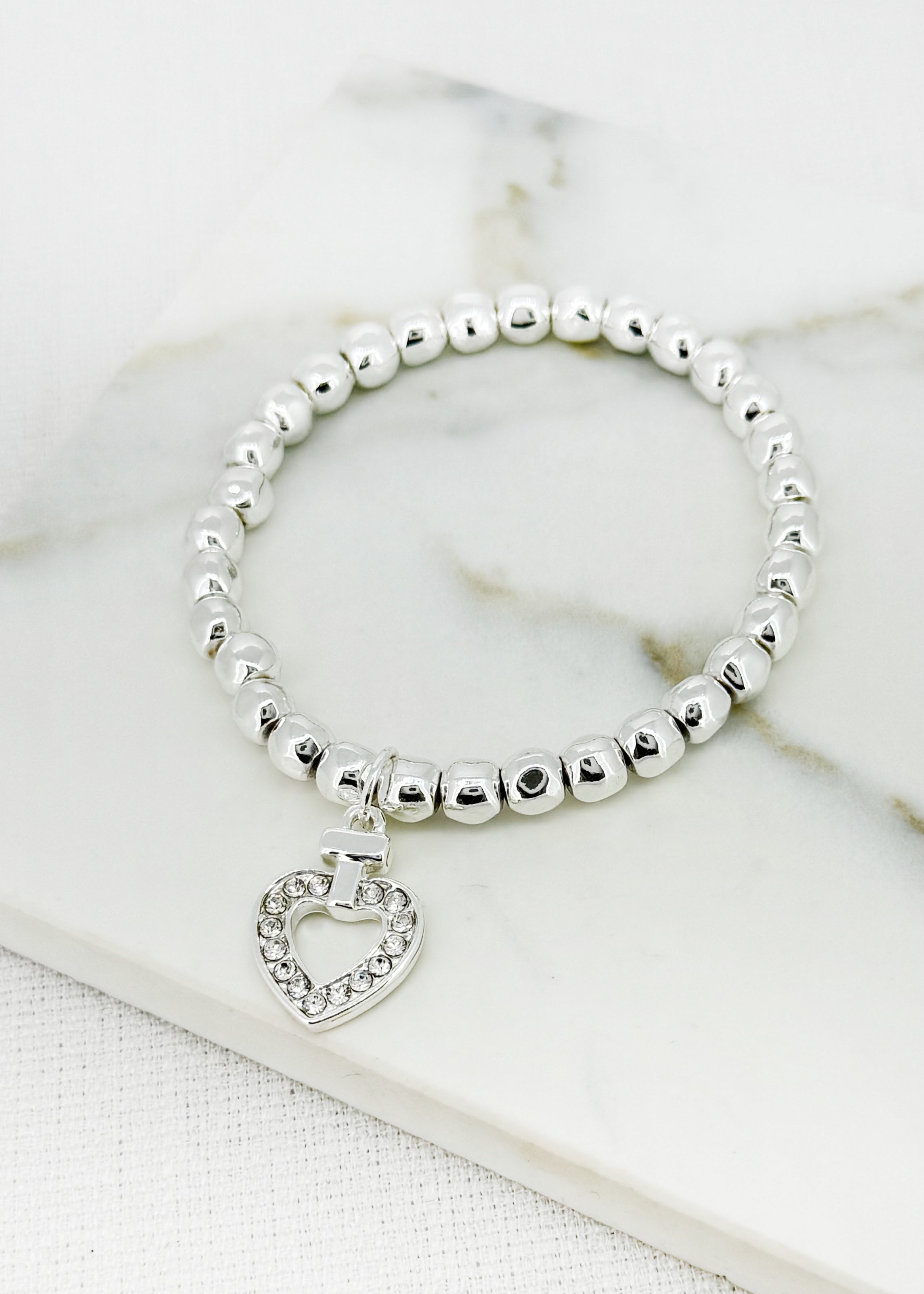 Heart Stretch Bracelet - Silver