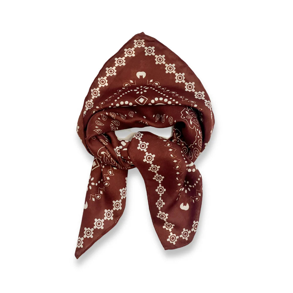 Bandana Square Neck Scarf - Chocolate