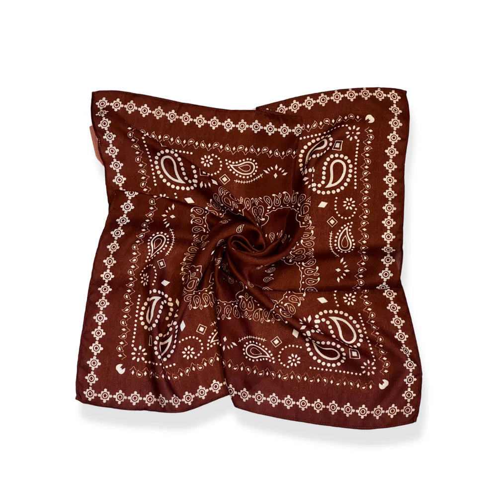 Bandana Square Neck Scarf - Chocolate