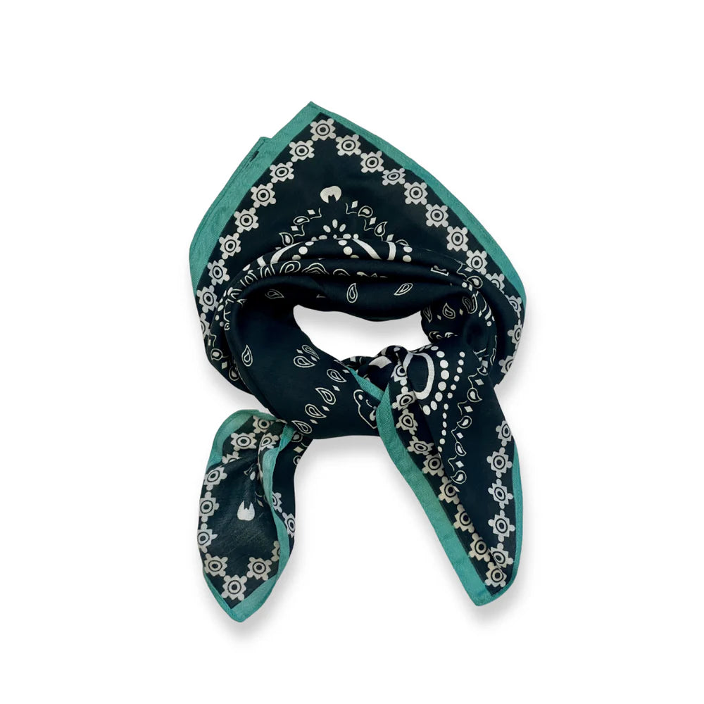 Bandana Square Neck Scarf - Black Forest/Mint