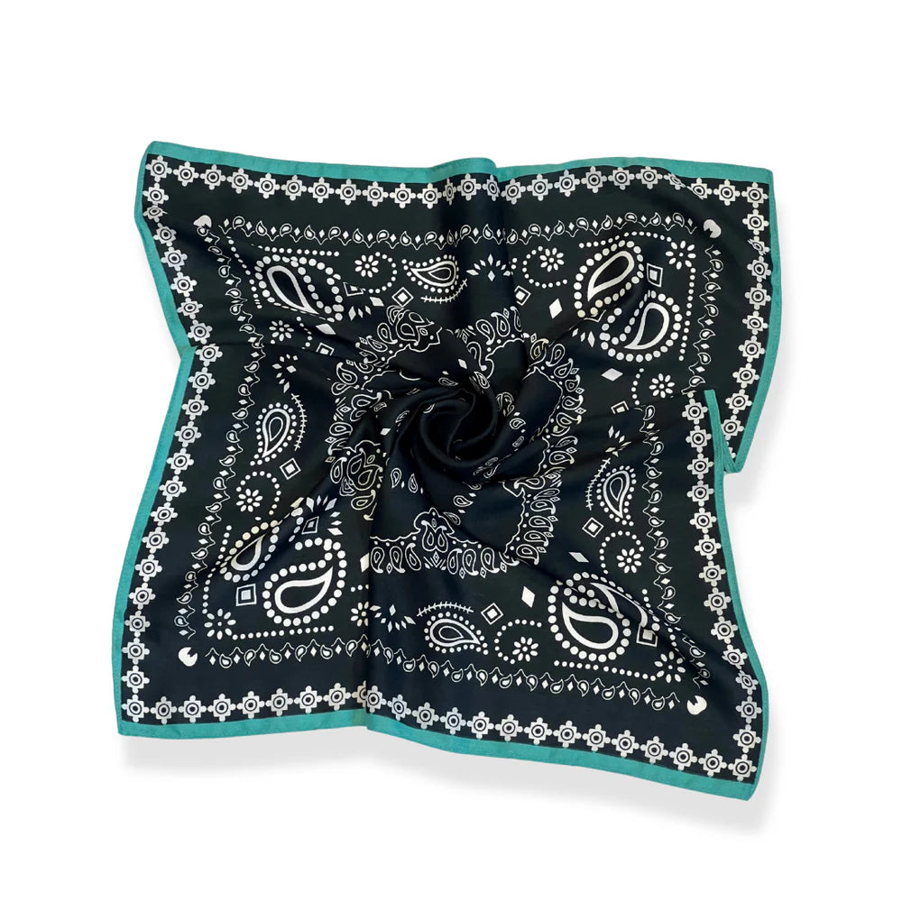 Bandana Square Neck Scarf - Black Forest/Mint
