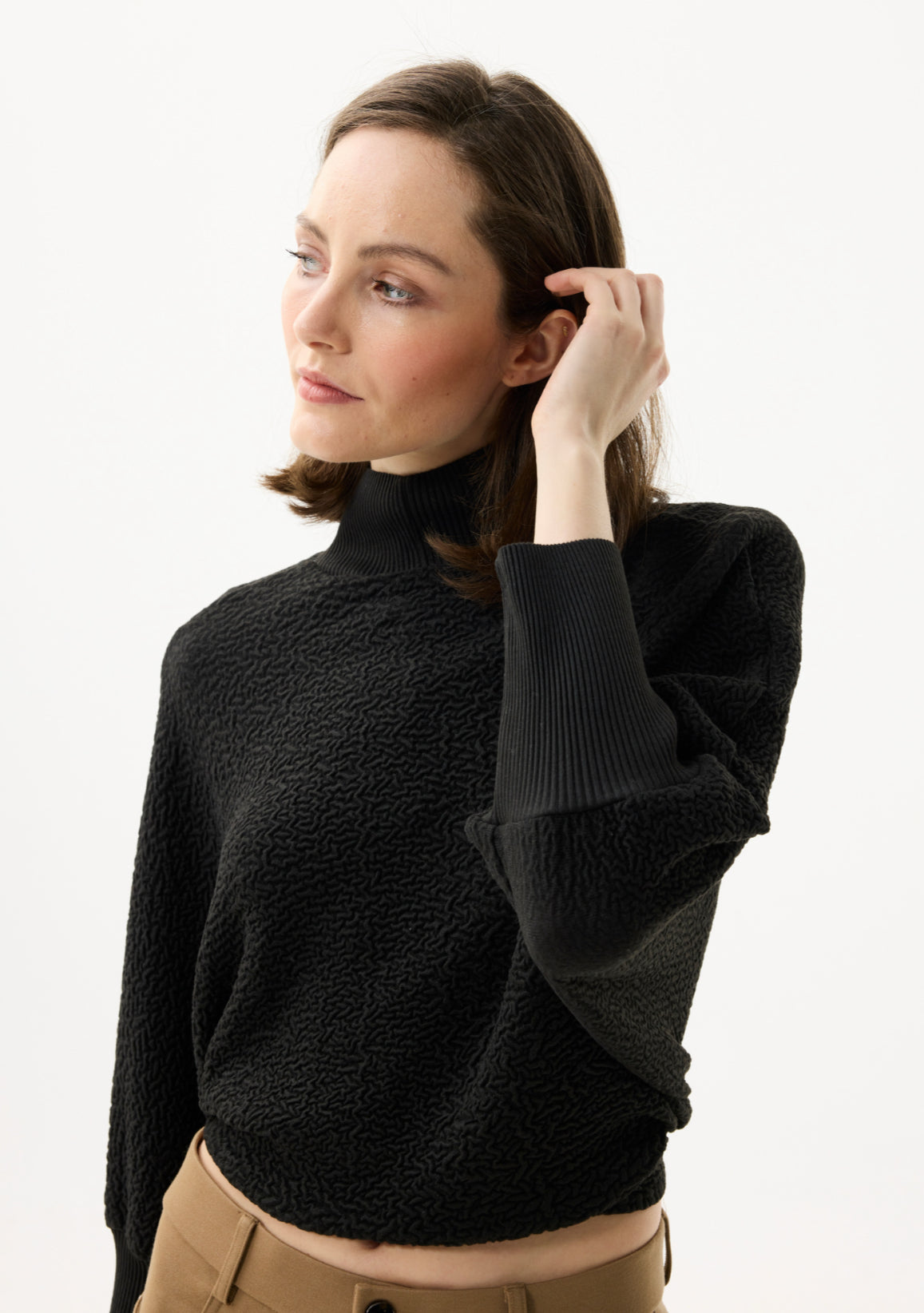 Textured Oversized Top - Black