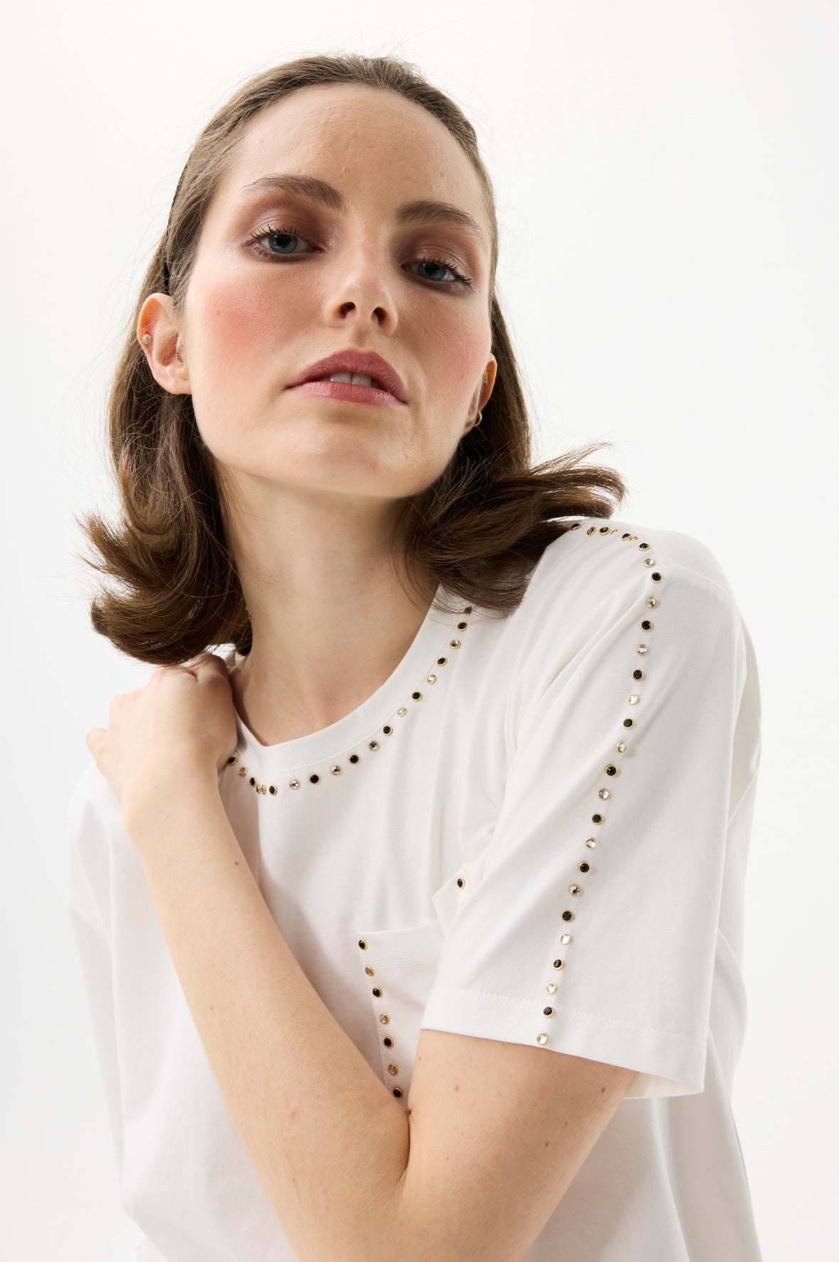 Jewell Trim T-Shirt - Off White